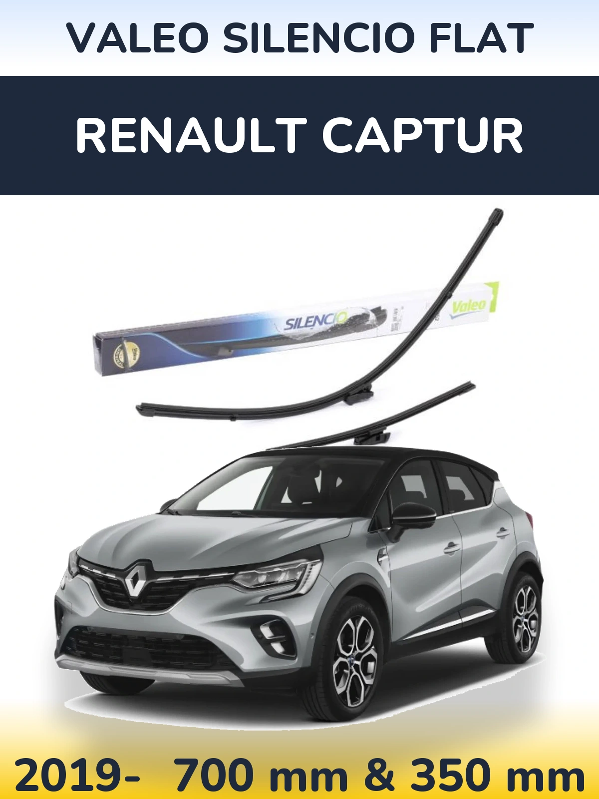 Front wiper blade set Valeo Silencio Flat 700 & 350 mm for Renault Captur 2019-2026