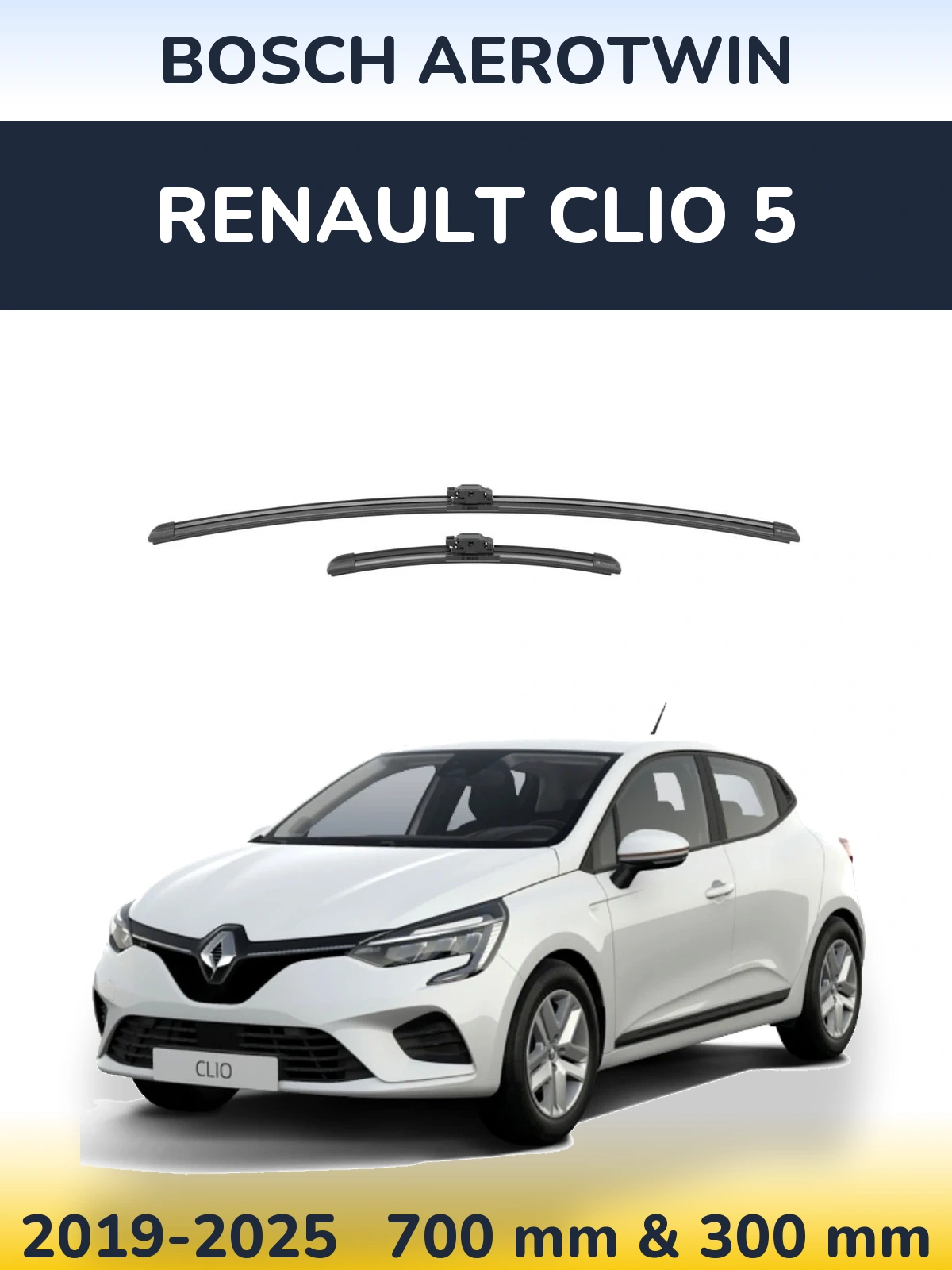 Комплект передніх щіток BOSCH AeroTwin 700 & 300 мм для Renault Clio 5 2019-2025
