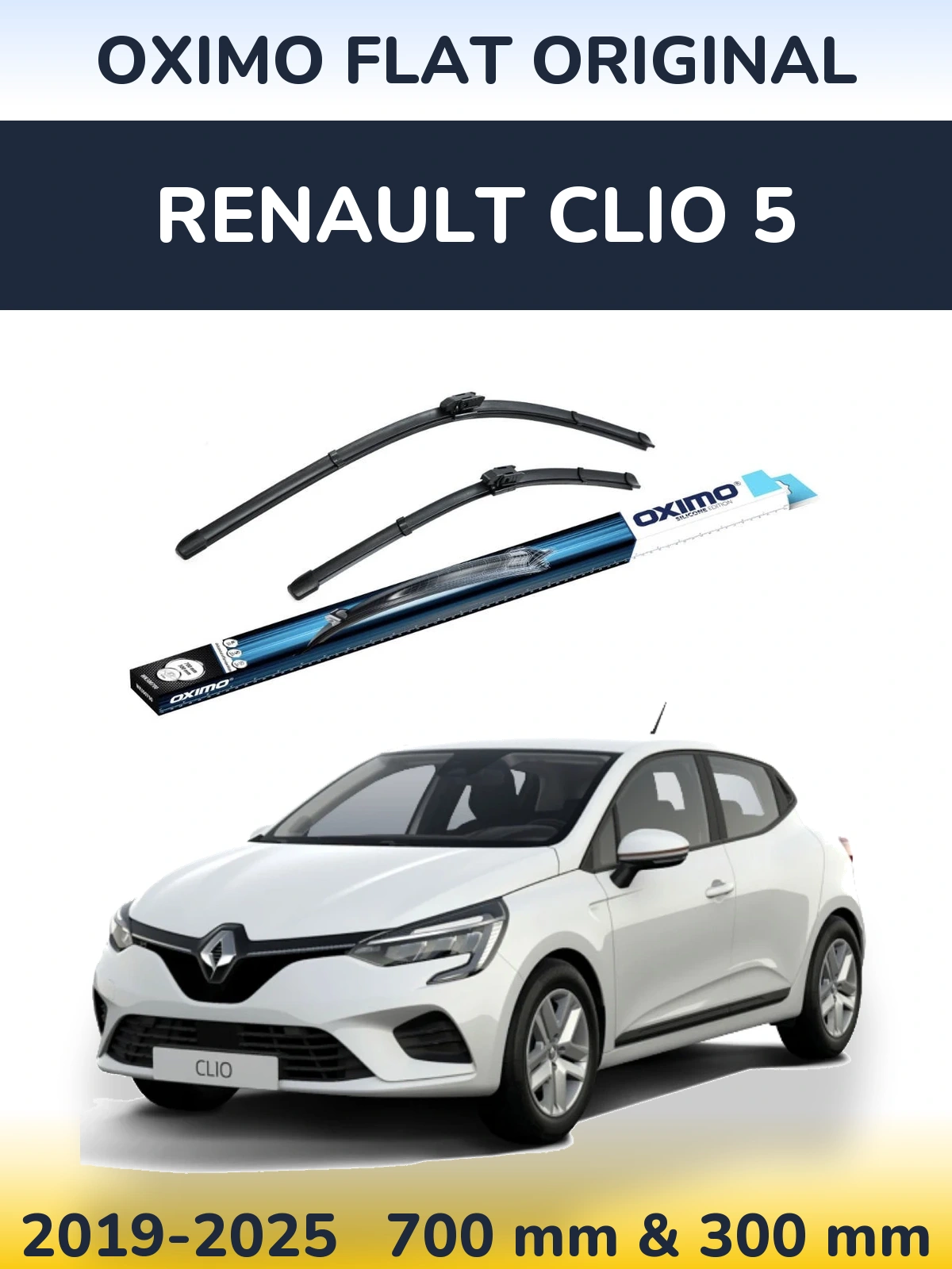 Front wiper blade set Oximo Flat Original 700 & 300 mm for Renault Clio 5 2019-2025