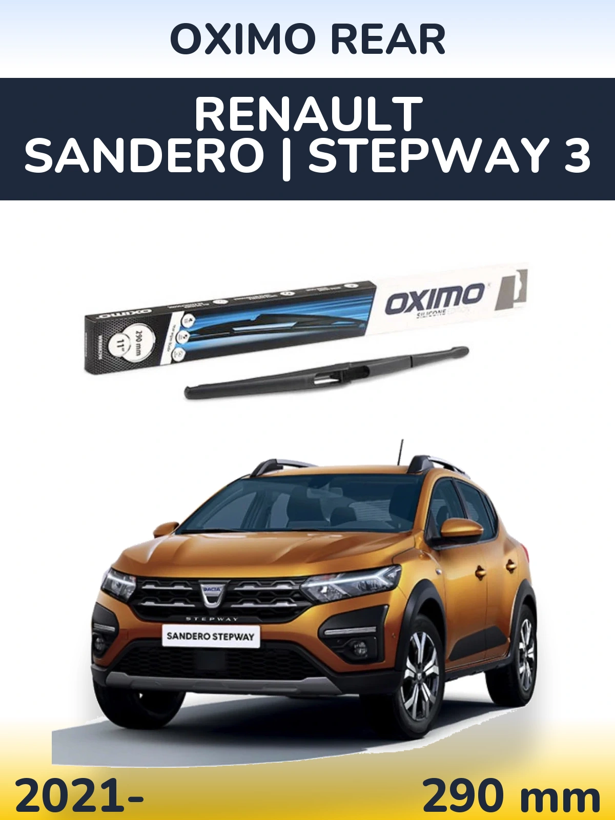 Rear wiper blade Oximo Rear 290 mm for Renault Sandero | Stepway 3 2021-2026