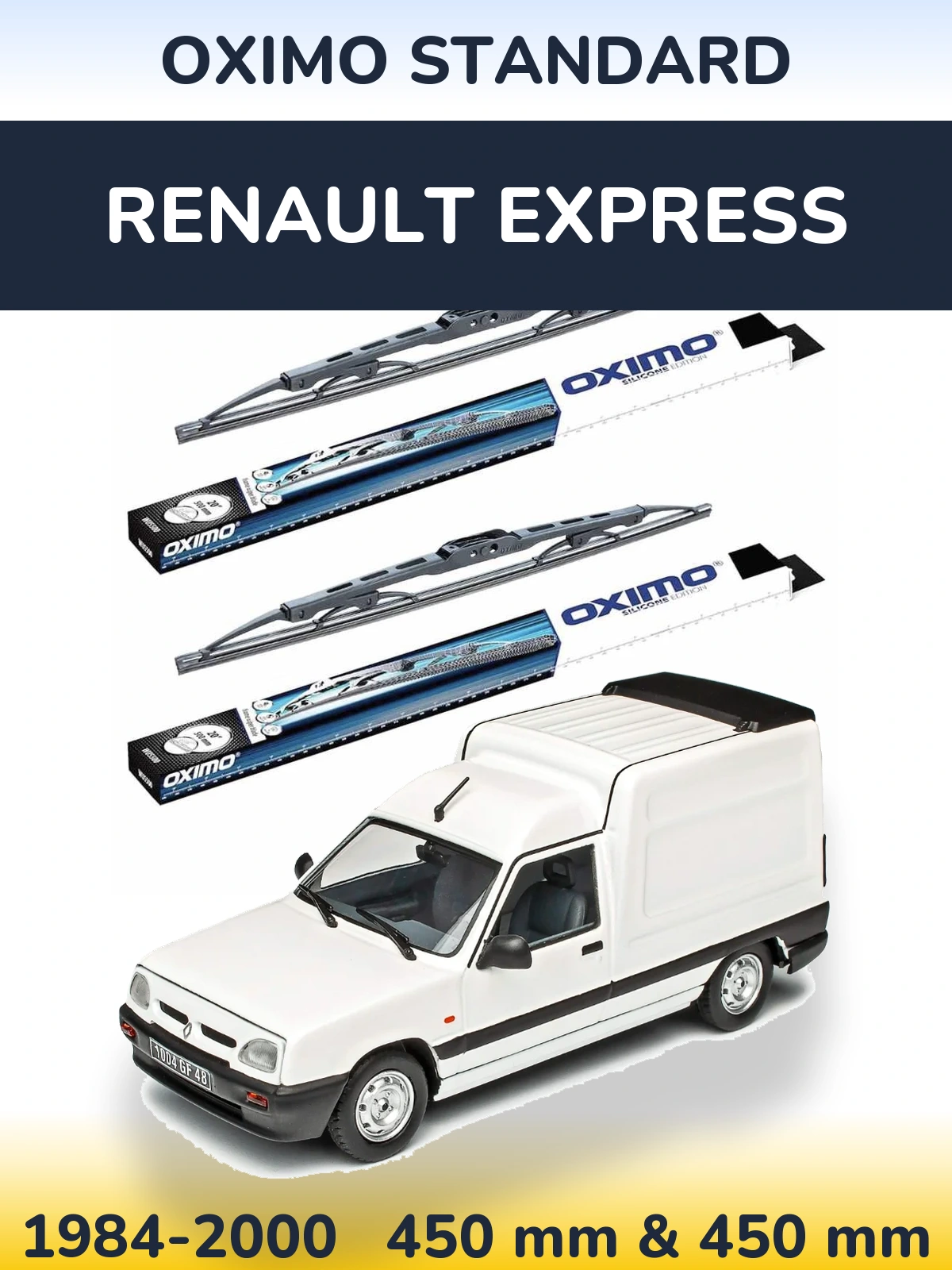 Front wiper blade set Oximo Standard 450 & 450 mm for Renault Express 1984-2000
