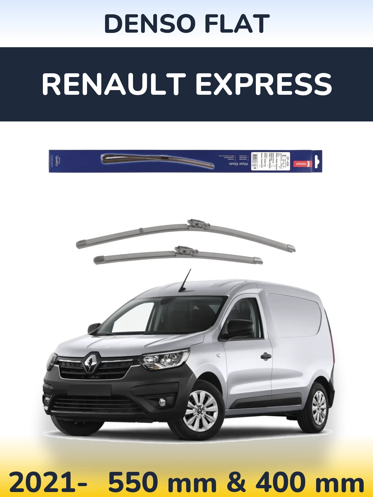 Front wiper blade set Denso Flat 550 & 400 mm for Renault Express 2021-2026