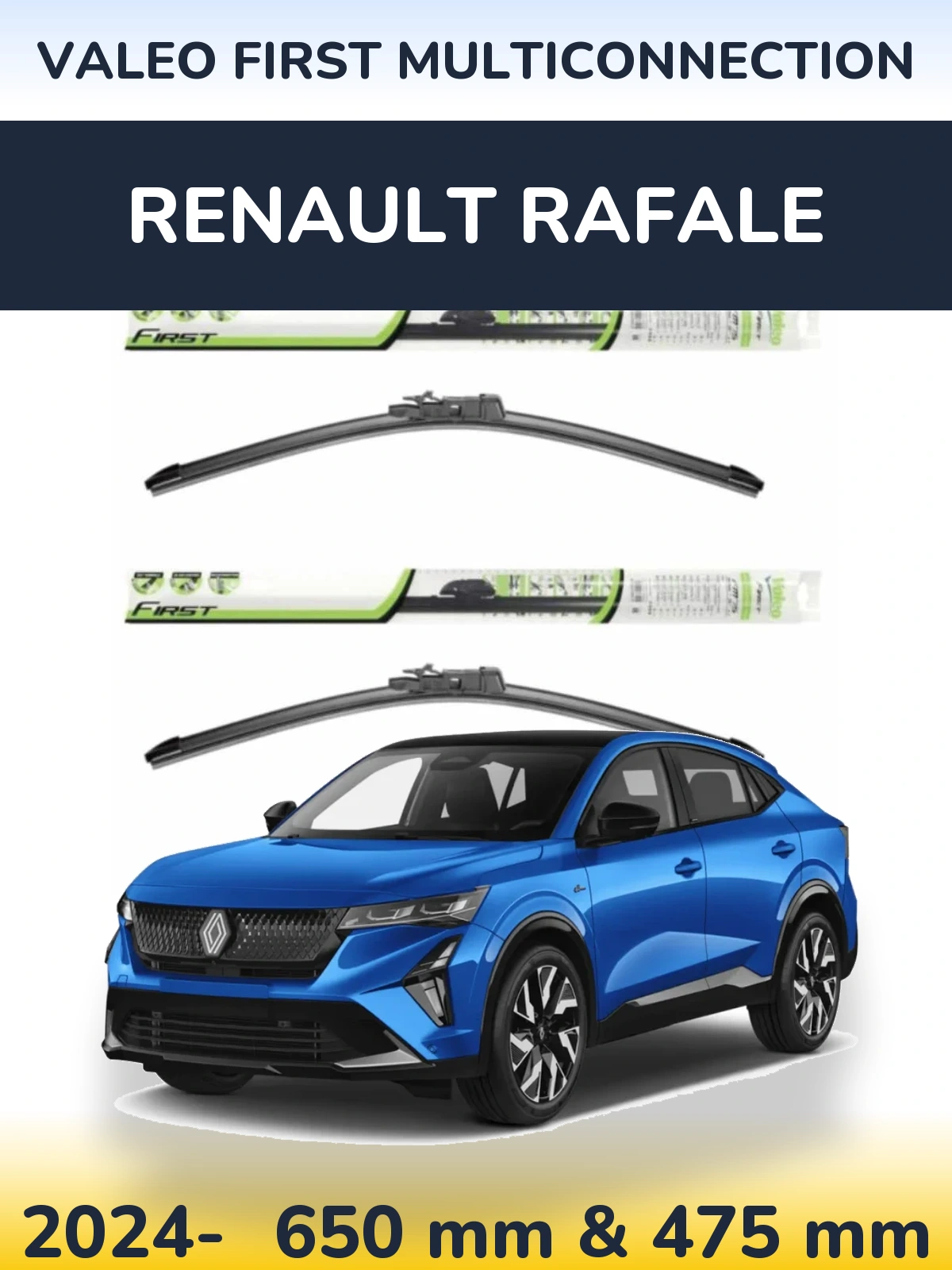 Комплект передних дворников Valeo First MultiConnection 650 & 475 мм для Renault Rafale 2024-2026
