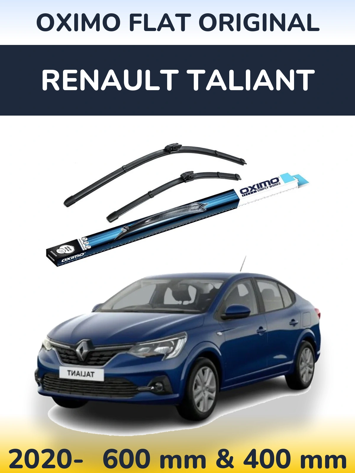 Front wiper blade set Oximo Flat Original 600 & 400 mm for Renault Taliant 2020-2026