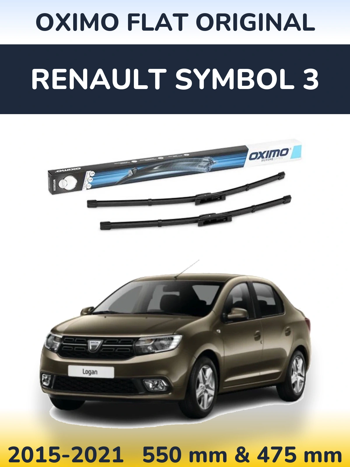 Front wiper blade set Oximo Flat Original 550 & 475 mm for Renault Symbol 3 2015-2021