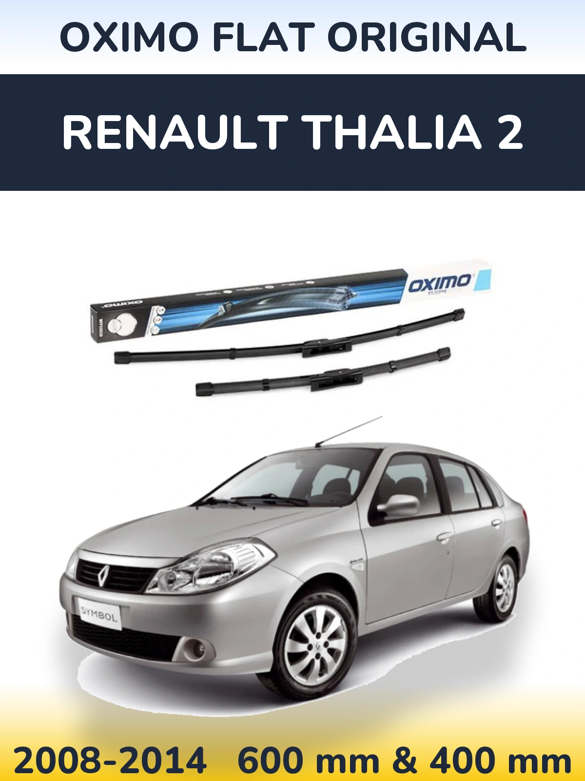 Комплект передних дворников Oximo Flat Original 600 & 400 мм для Renault Thalia 2 2008-2014