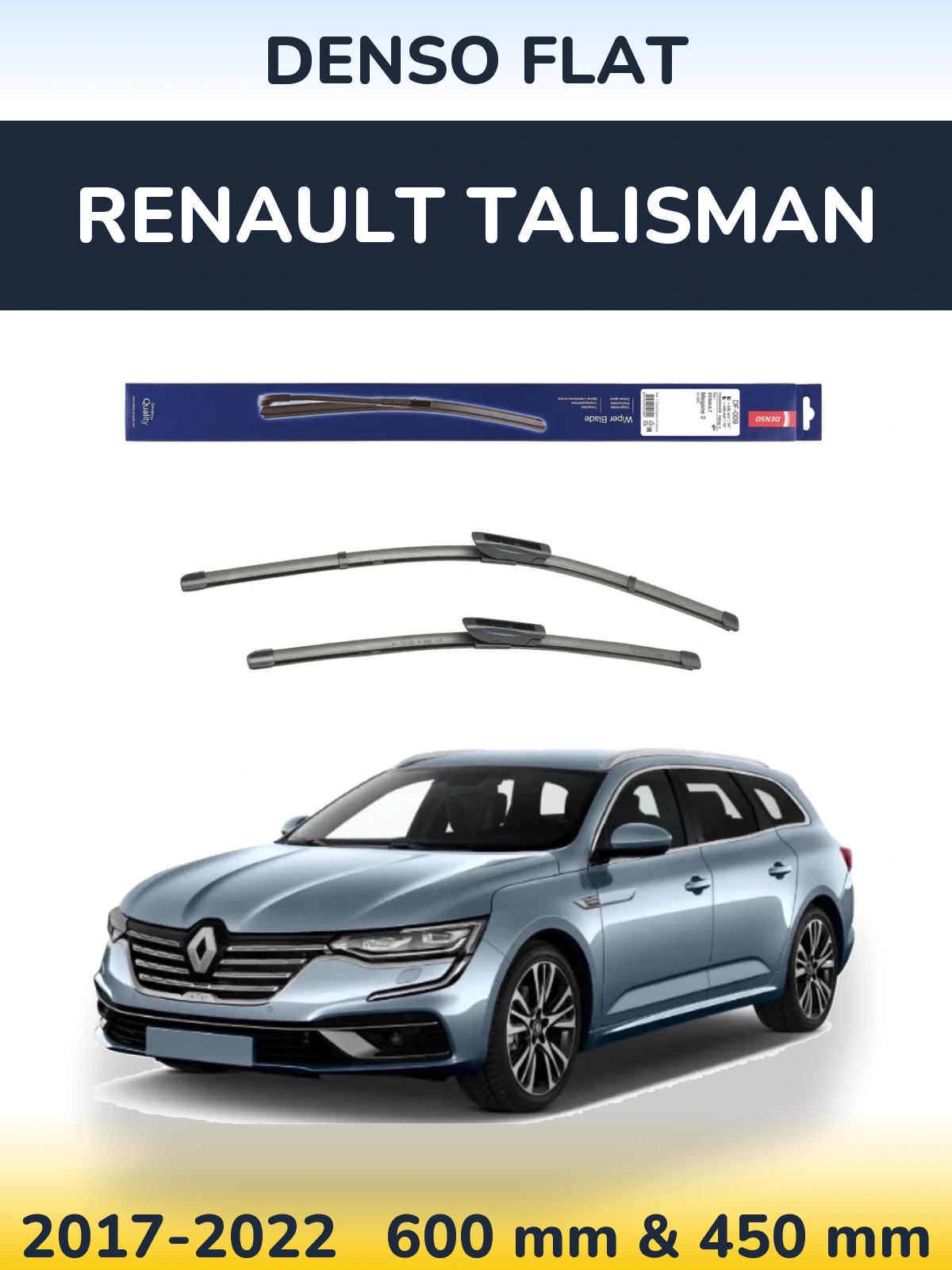 Front wiper blade set Denso Flat 600 & 450 mm for Renault Talisman 2017-2022