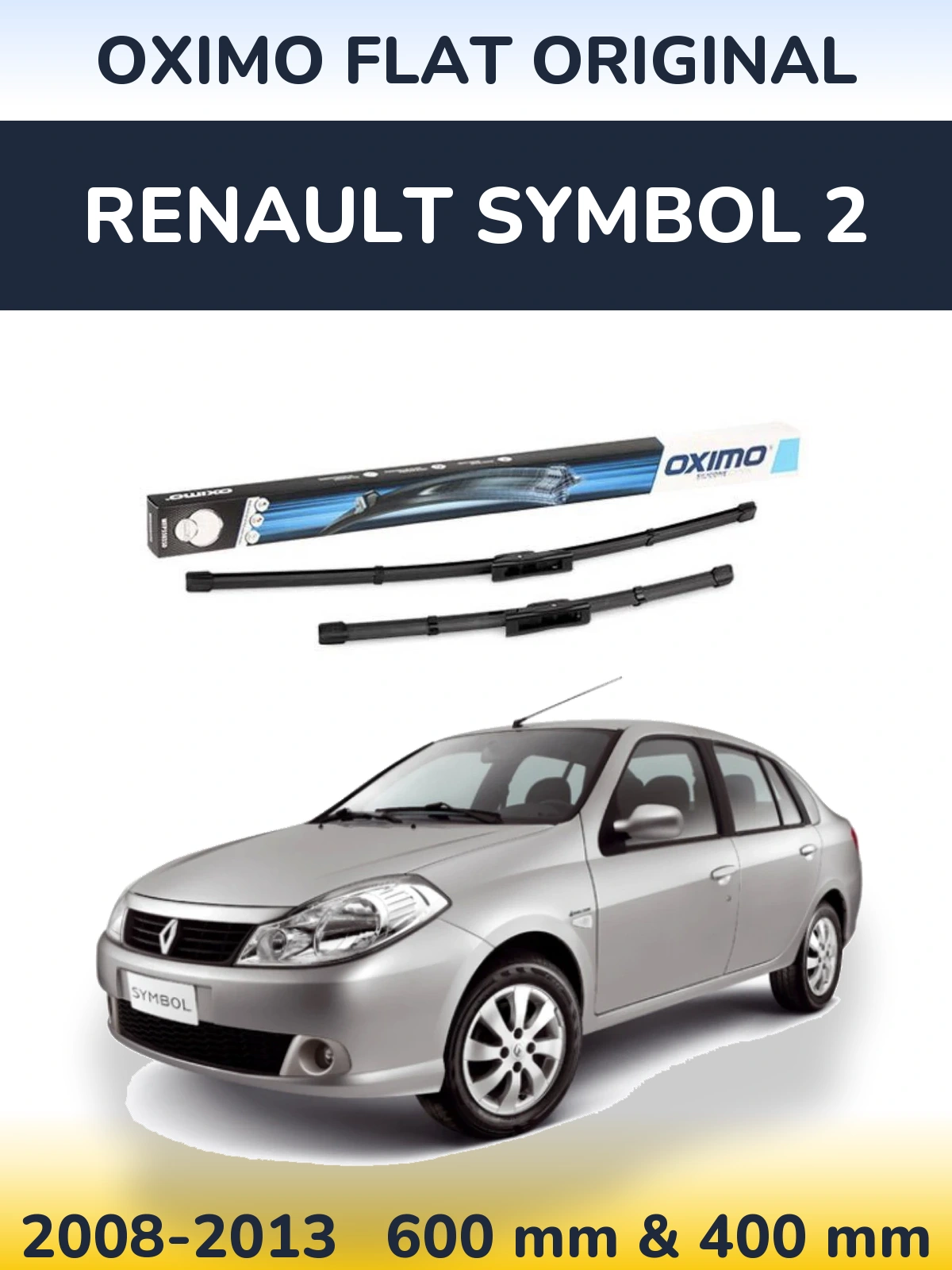 Front wiper blade set Oximo Flat Original 600 & 400 mm for Renault Symbol 2 2008-2013