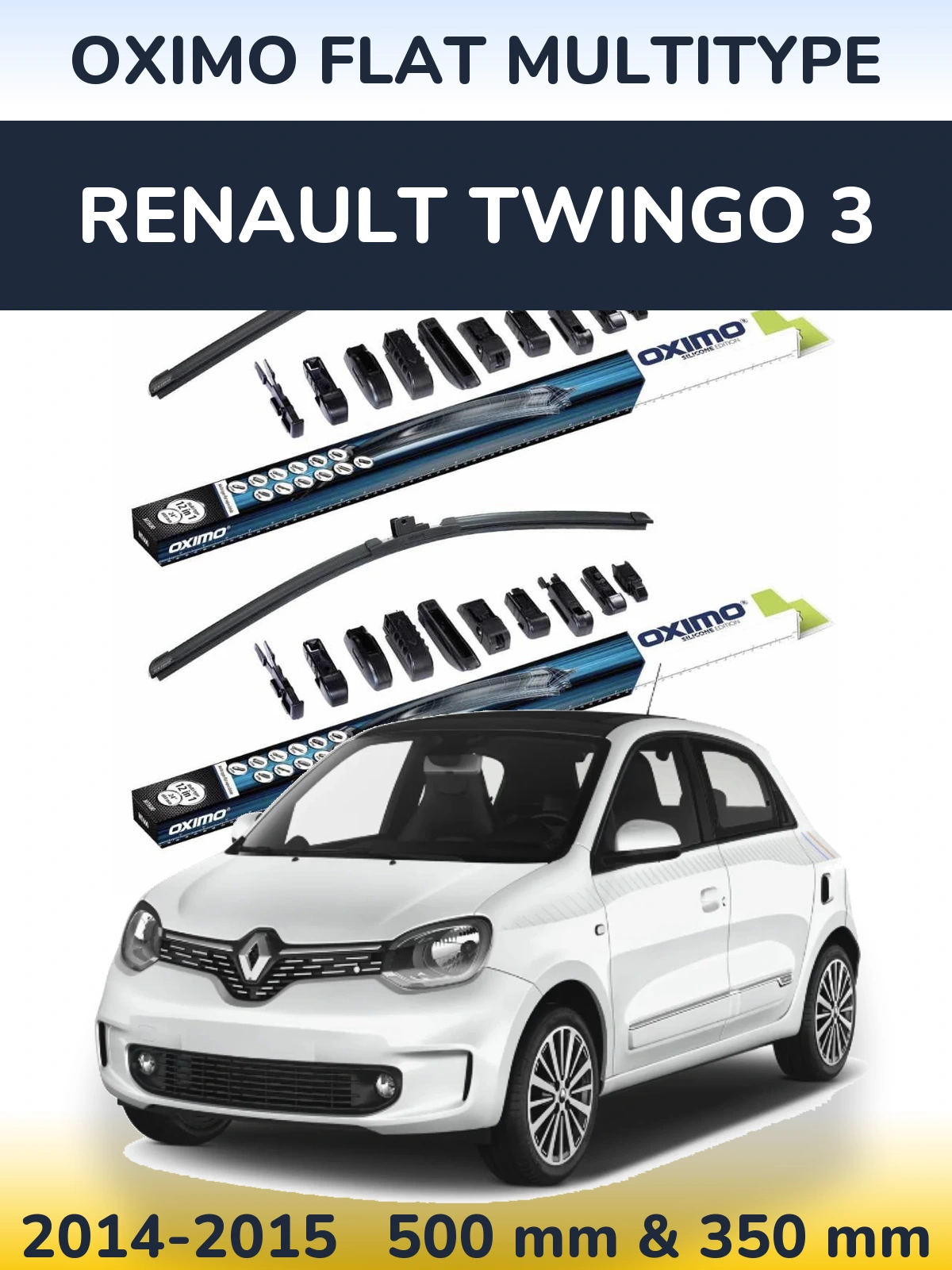 Комплект передних дворников Oximo Flat MultiТипe 500 & 350 мм для Renault Twingo 3 2014-2015