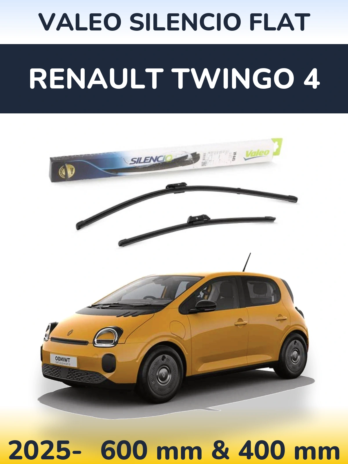 Front wiper blade set Valeo Silencio Flat 600 & 400 mm for Renault Twingo 4 2025-2026