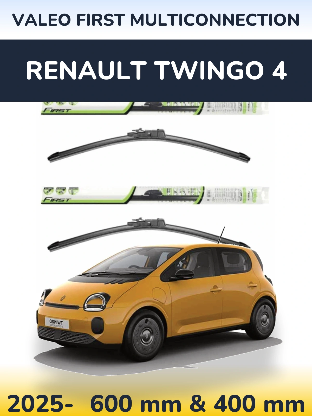 Front wiper blade set Valeo First MultiConnection 600 & 400 mm for Renault Twingo 4 2025-2026
