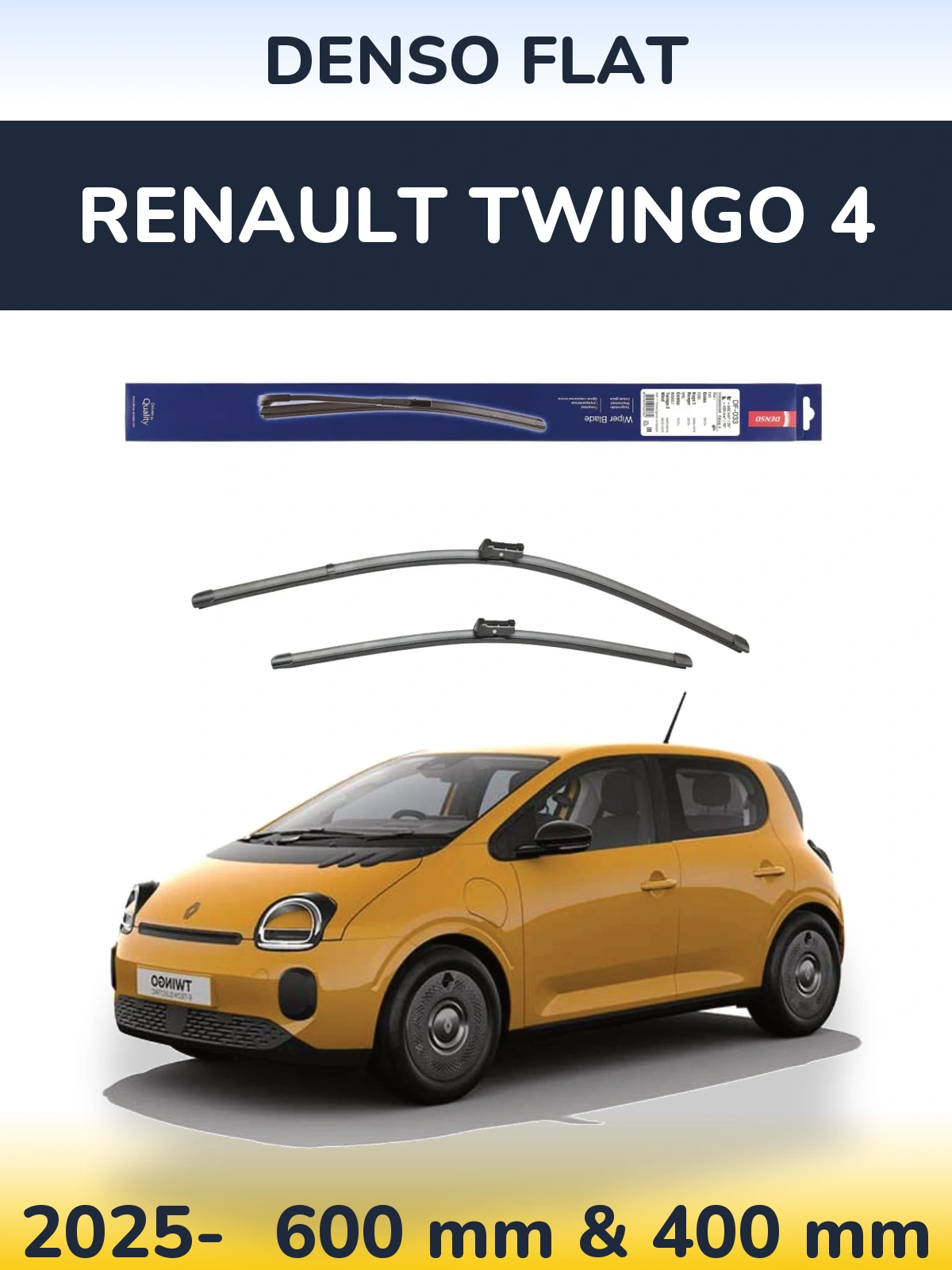 Комплект передніх щіток Denso Flat 600 & 400 мм для Renault Twingo 4 2025-2026