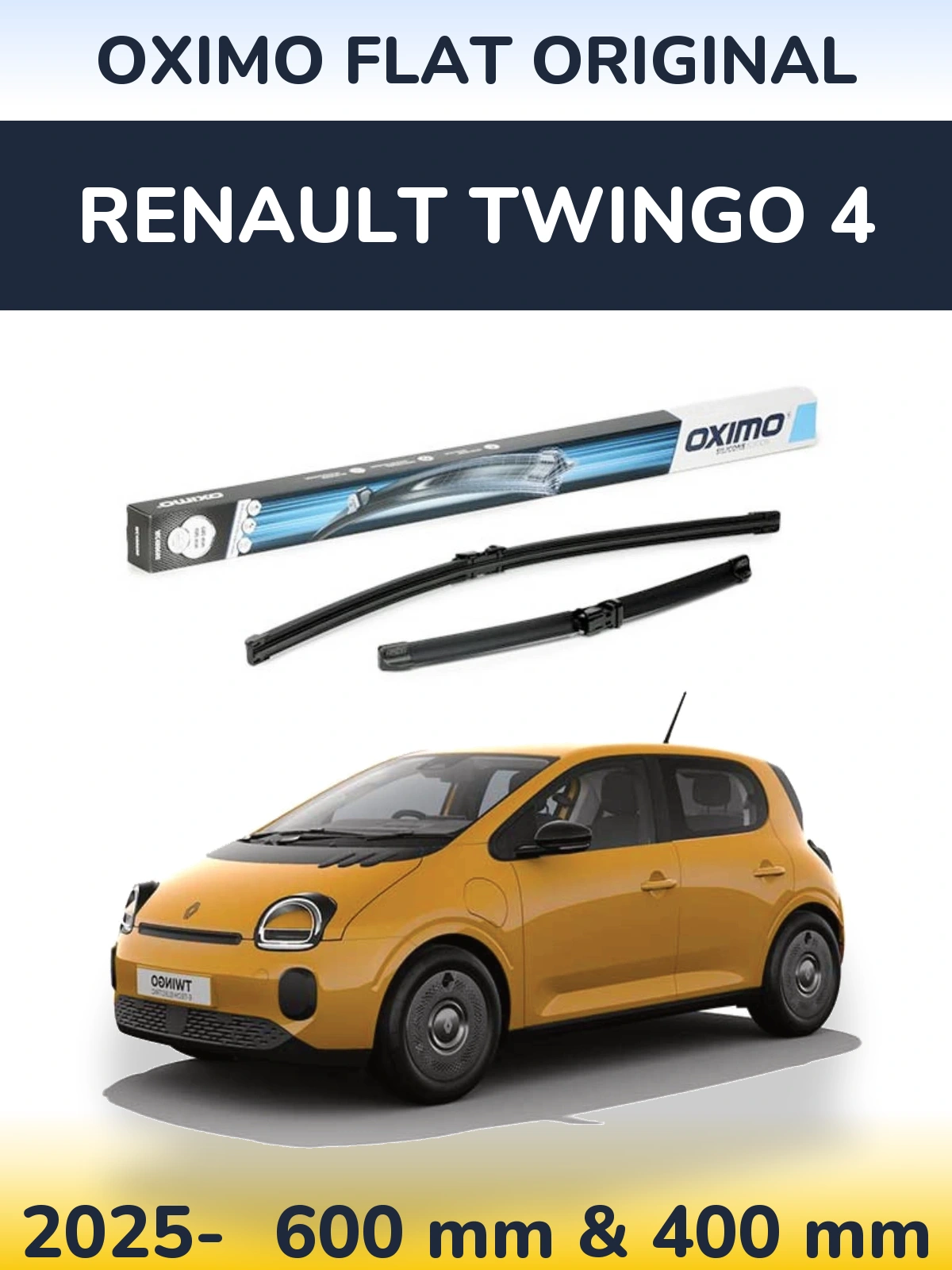Комплект передніх щіток Oximo Flat Original 600 & 400 мм для Renault Twingo 4 2025-2026
