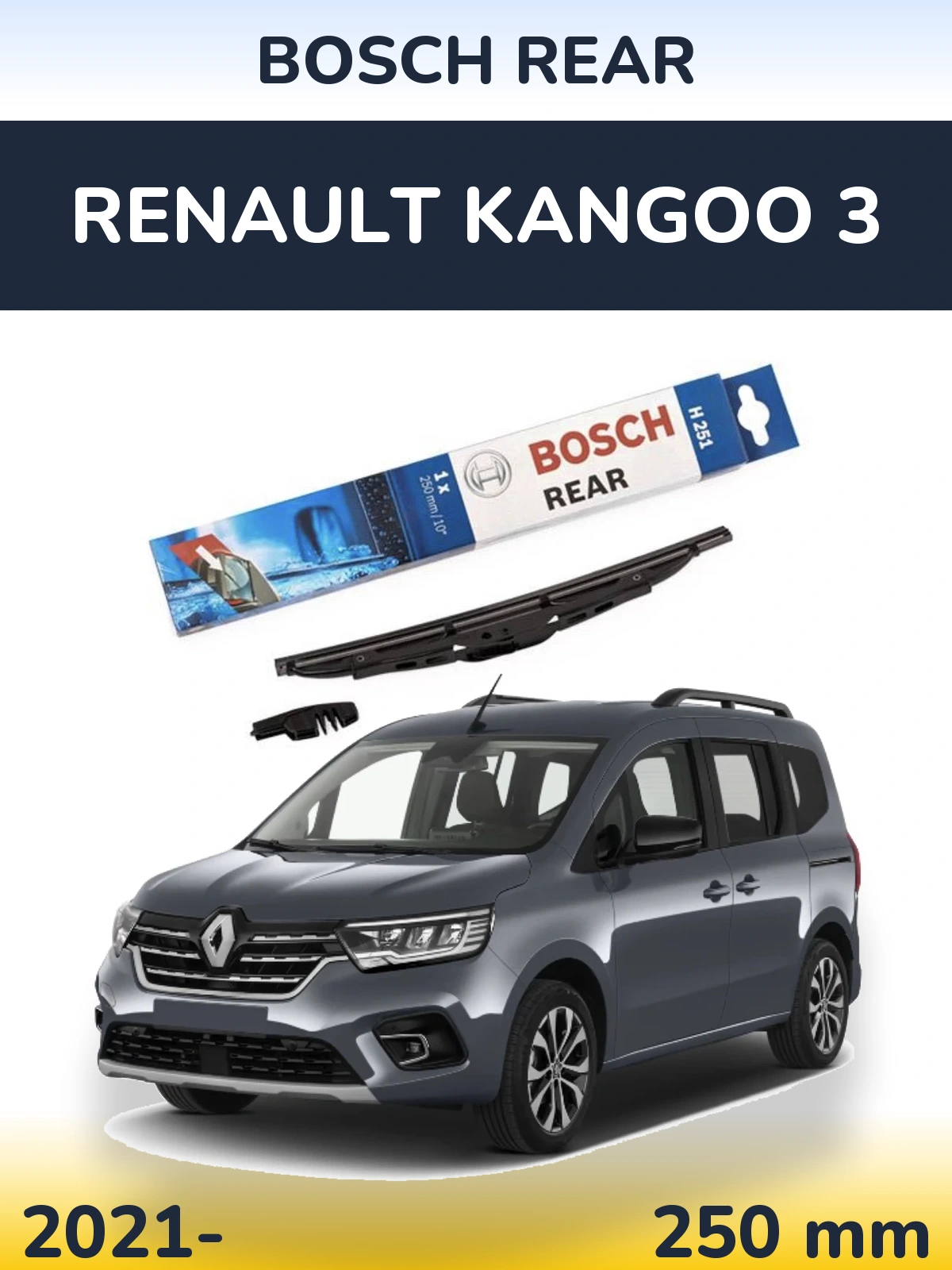 Rear wiper blade BOSCH Rear 250 mm for Renault Kangoo 3 2021-2026
