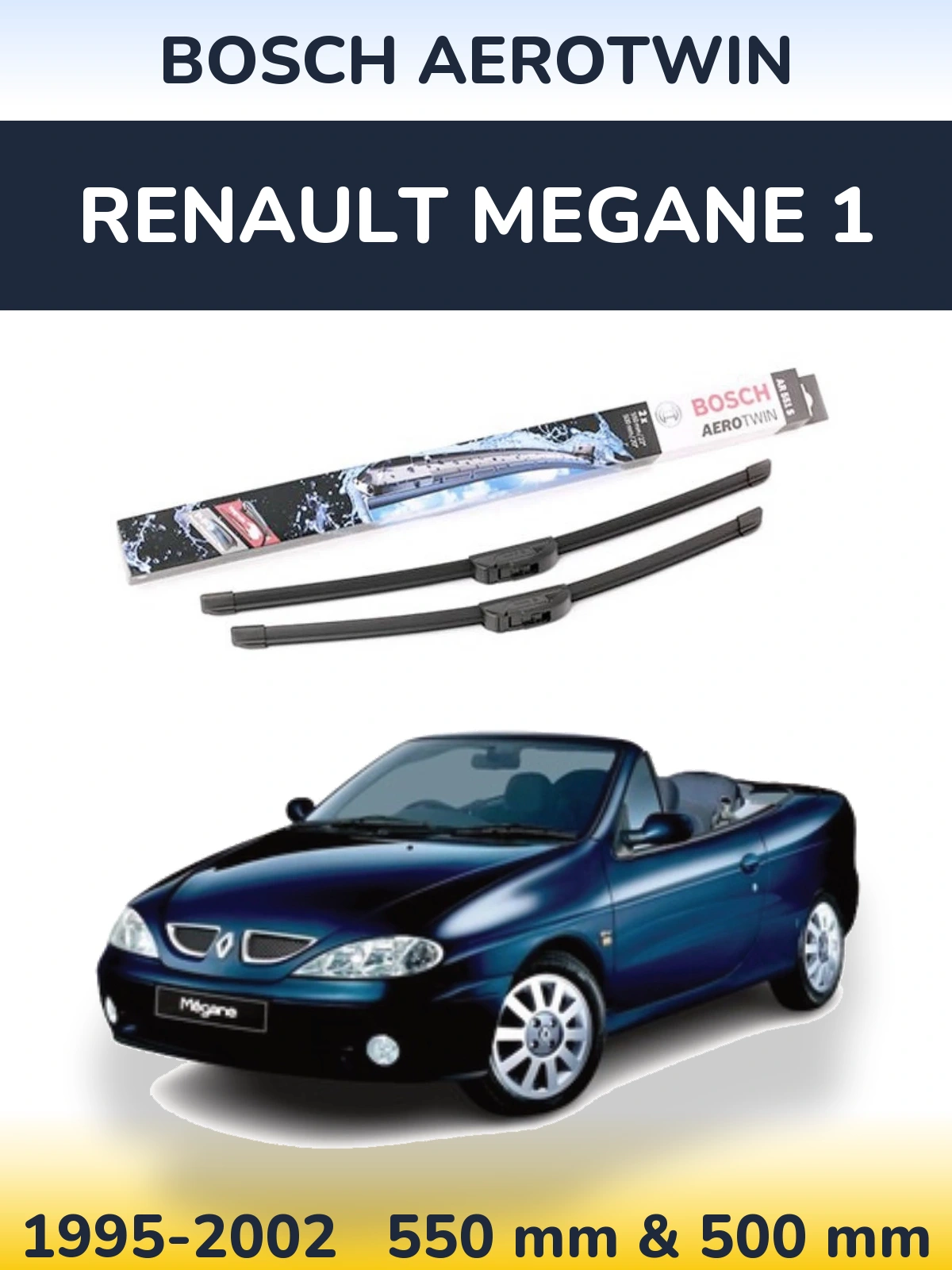 Комплект передних дворников BOSCH AeroTwin 550 & 500 мм для Renault Megane 1 1995-2002