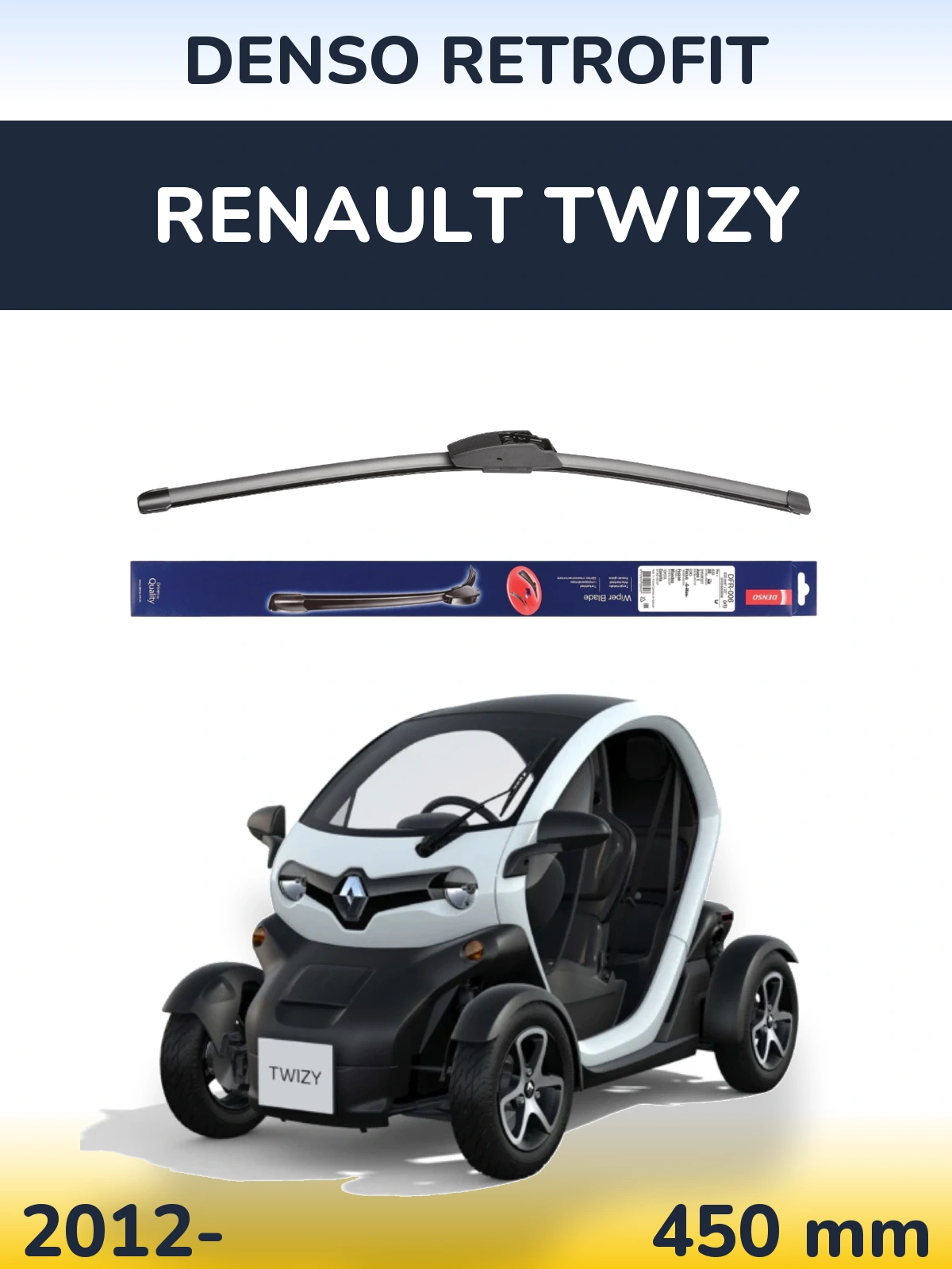 Front wiper blade Denso Retrofit 450 mm for Renault Twizy 2012-2026