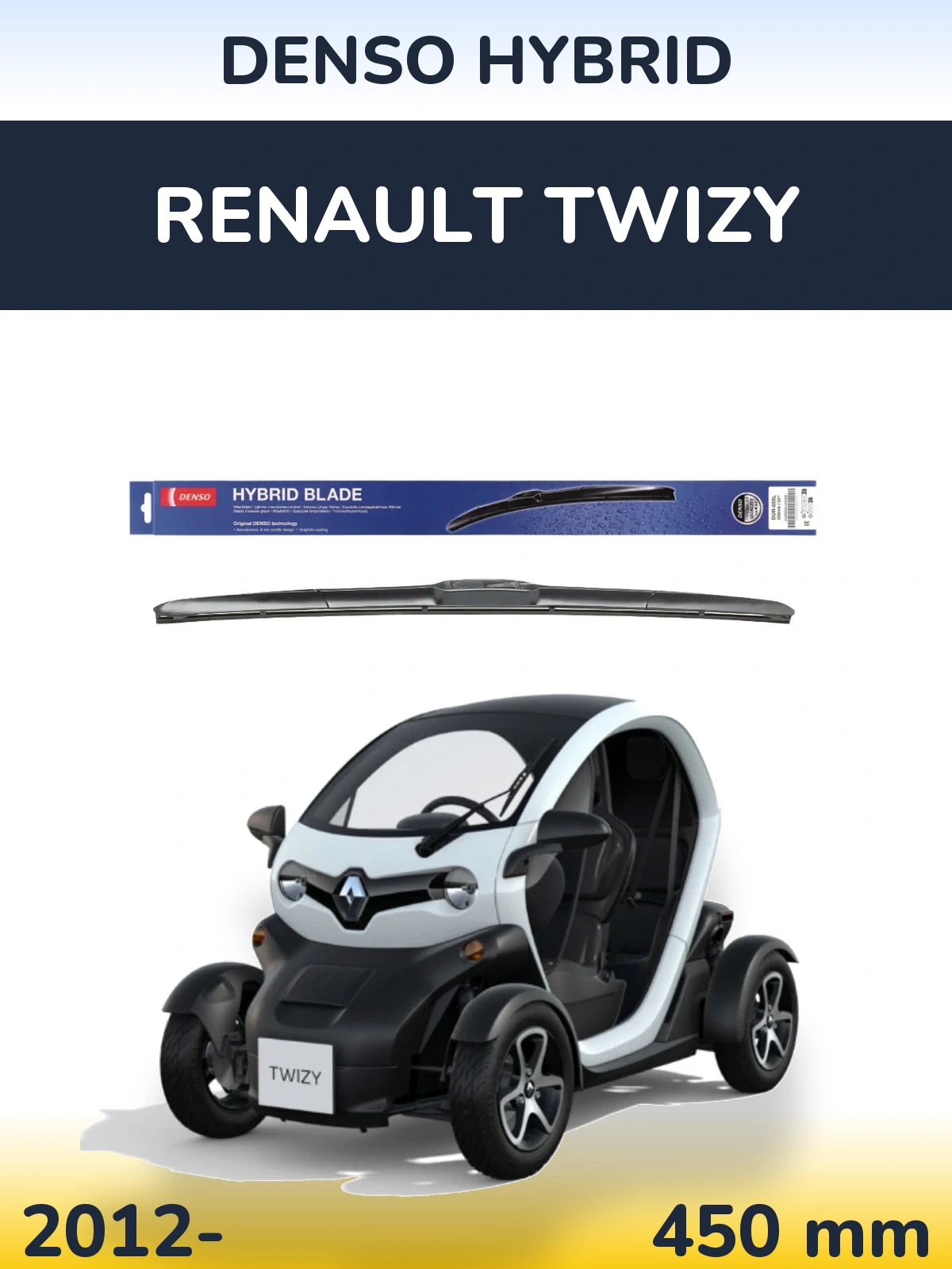 Front wiper blade Denso Hybrid 450 mm for Renault Twizy 2012-2026