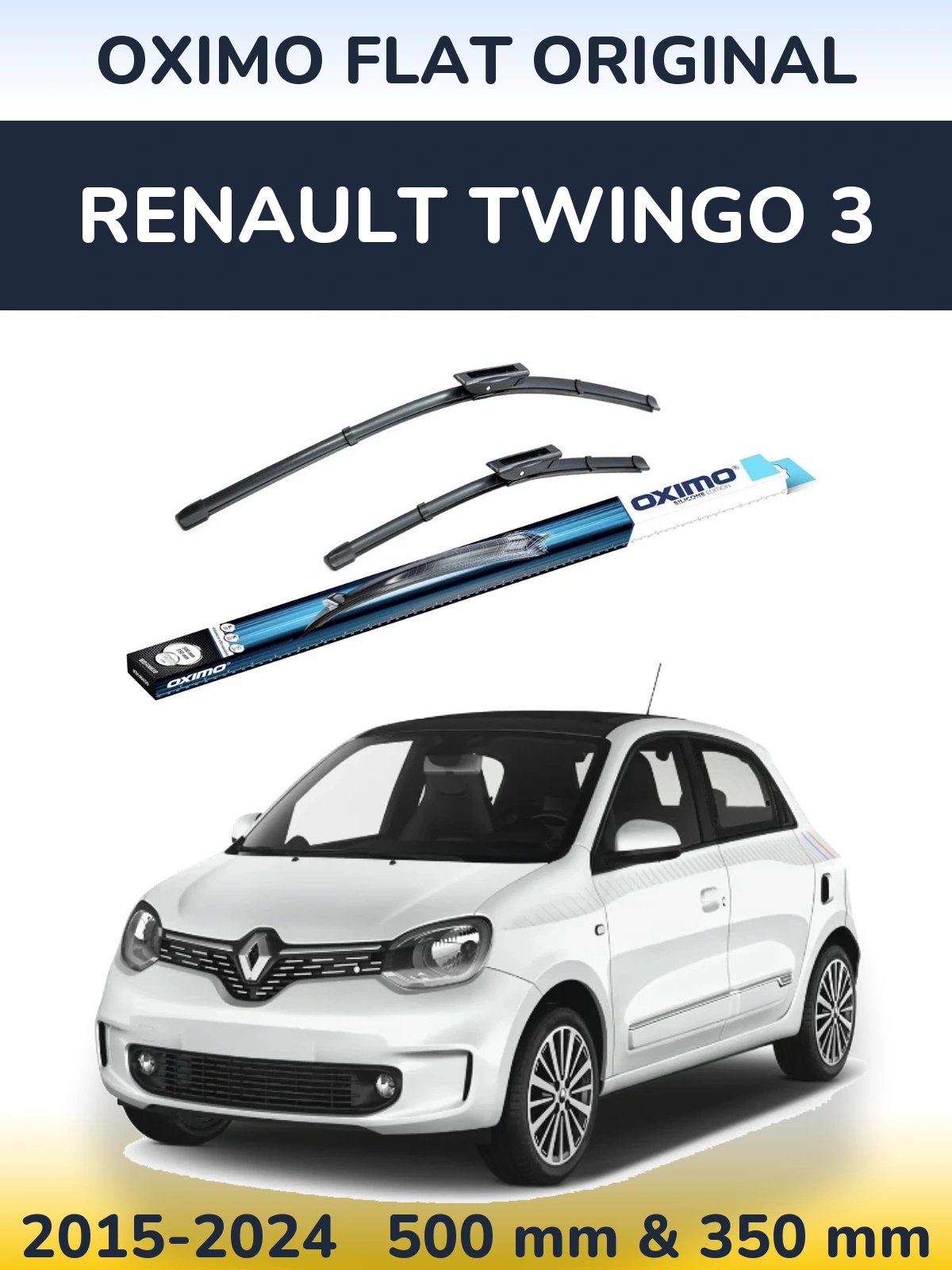 Комплект передних дворников Oximo Flat Original 500 & 350 мм для Renault Twingo 3 2015-2024