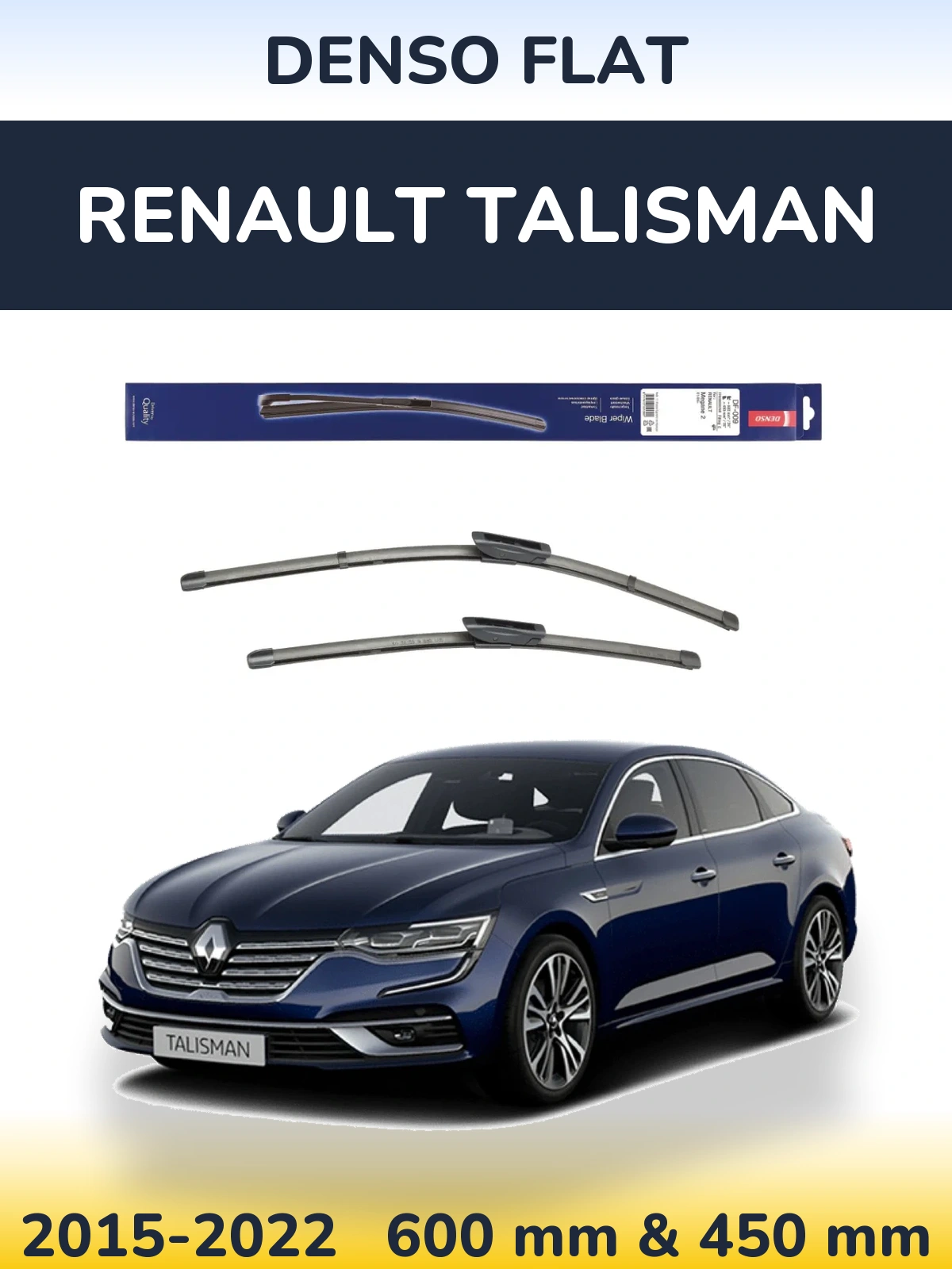 Front wiper blade set Denso Flat 600 & 450 mm for Renault Talisman 2015-2022