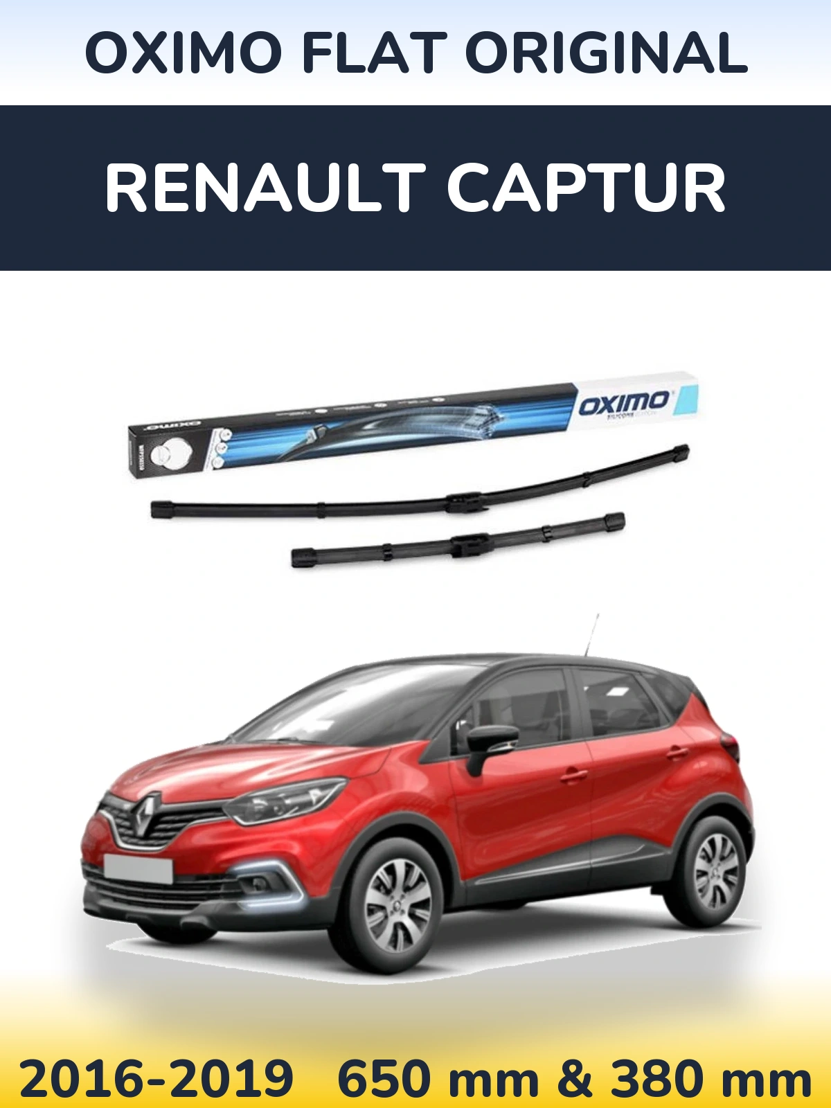 Front wiper blade set Oximo Flat Original 650 & 350 mm for Renault Captur 2016-2019