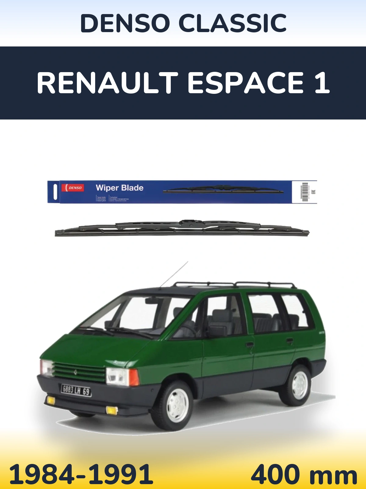 Rear wiper blade Denso Classic 400 mm for Renault Espace 1 1984-1991