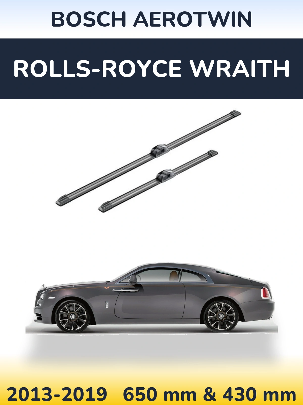 Front wiper blade set BOSCH AeroTwin 650 & 430 mm for Rolls-Royce Wraith 2013-2019