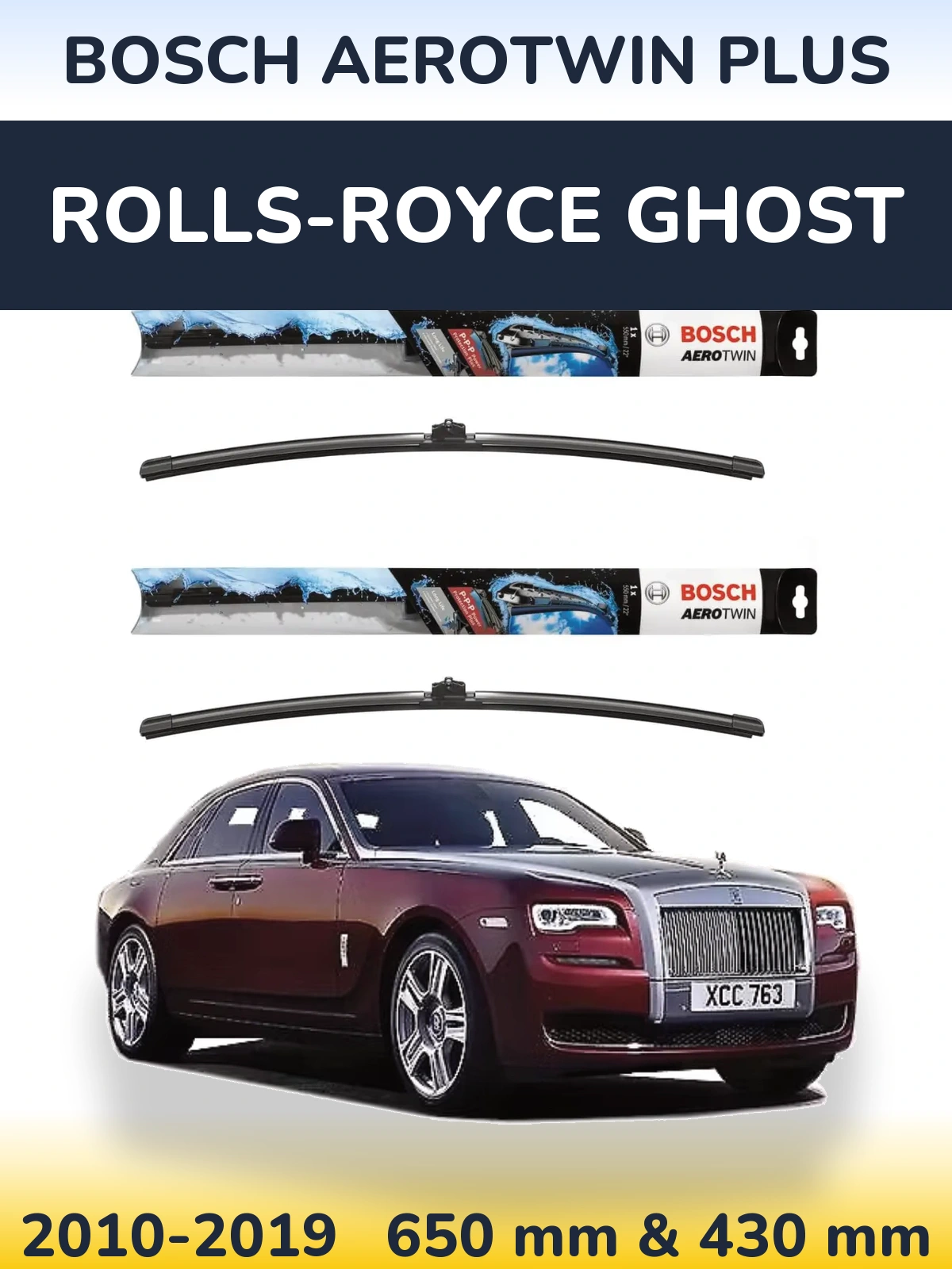 Комплект передних дворников BOSCH AeroTwin Plus 650 & 430 мм для Rolls-Royce Ghost 2010-2019