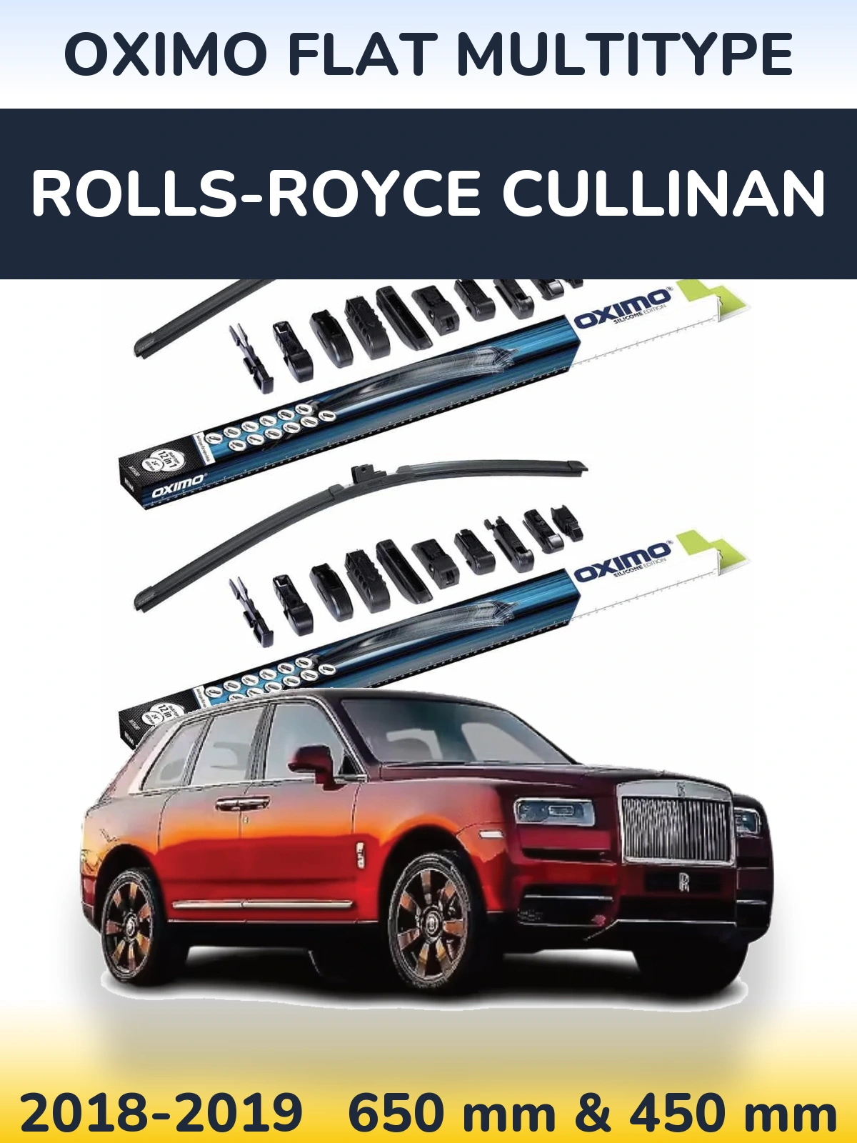 Комплект передніх щіток Oximo Flat MultiТипe 650 & 450 мм для Rolls-Royce Cullinan 2018-2019
