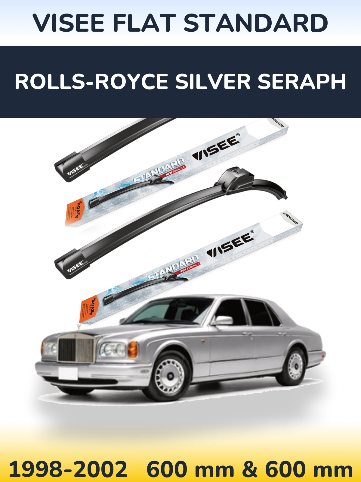 Комплект передних дворников VISEE FLAT STANDARD 600 & 600 мм для Rolls-Royce Silver Seraph 1998-2002