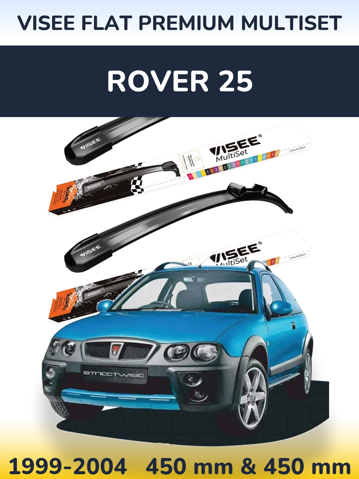 Front wiper blade set VISEE FLAT PREMIUM MultiSet 450 & 450 mm for Rover 25 1999-2004