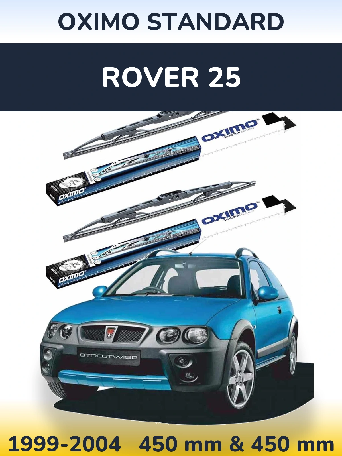Front wiper blade set Oximo Standard 450 & 450 mm for Rover 25 1999-2004
