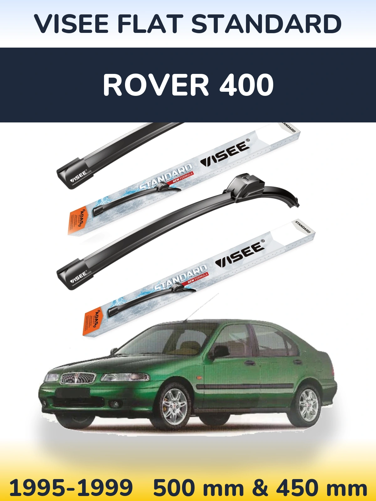 Комплект передних дворников VISEE FLAT STANDARD 500 & 450 мм для Rover 400 1995-1999