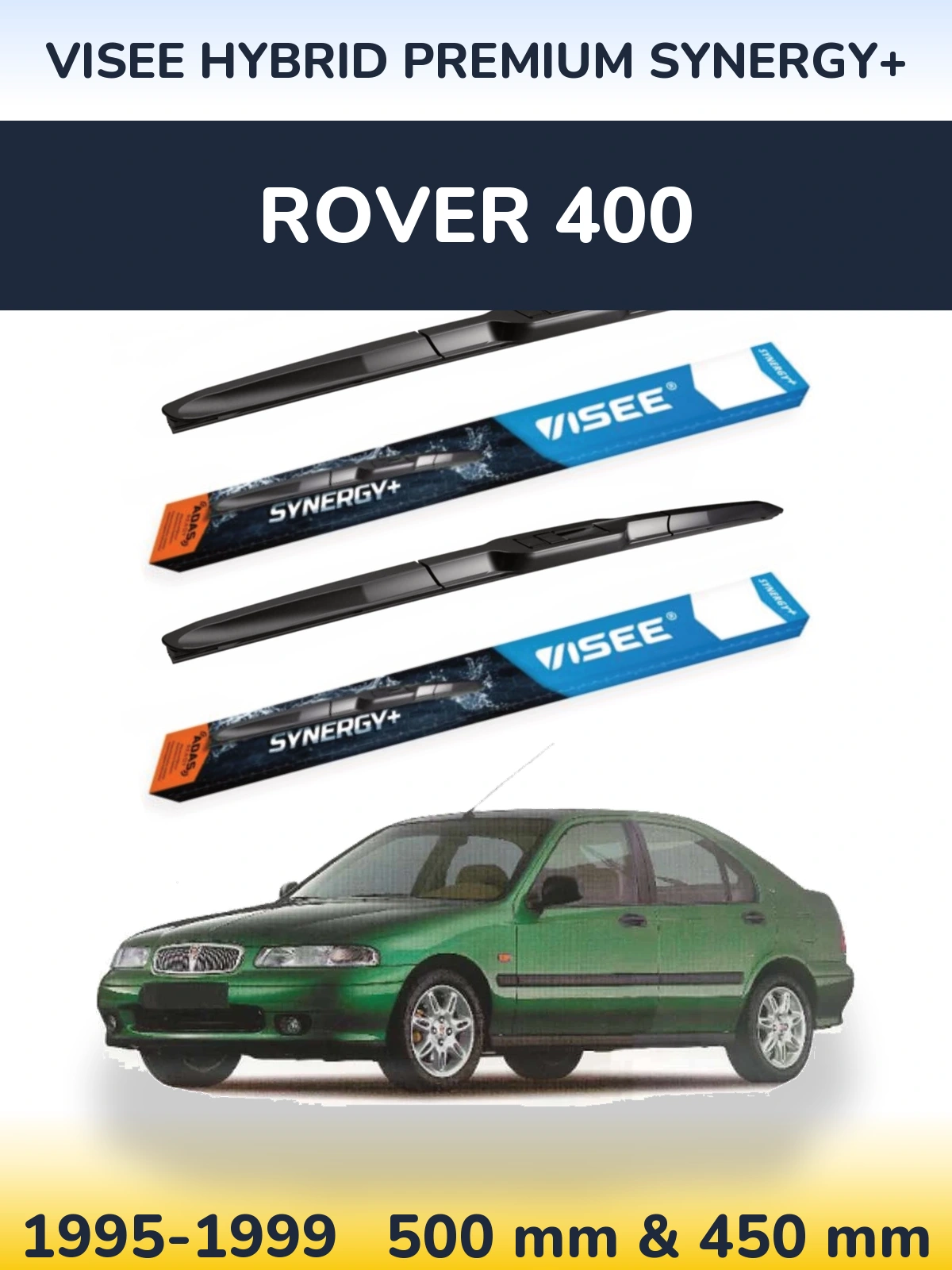 Комплект передних дворников VISEE HYBRID PREMIUM SYNERGY+ 500 & 450 мм для Rover 400 1995-1999