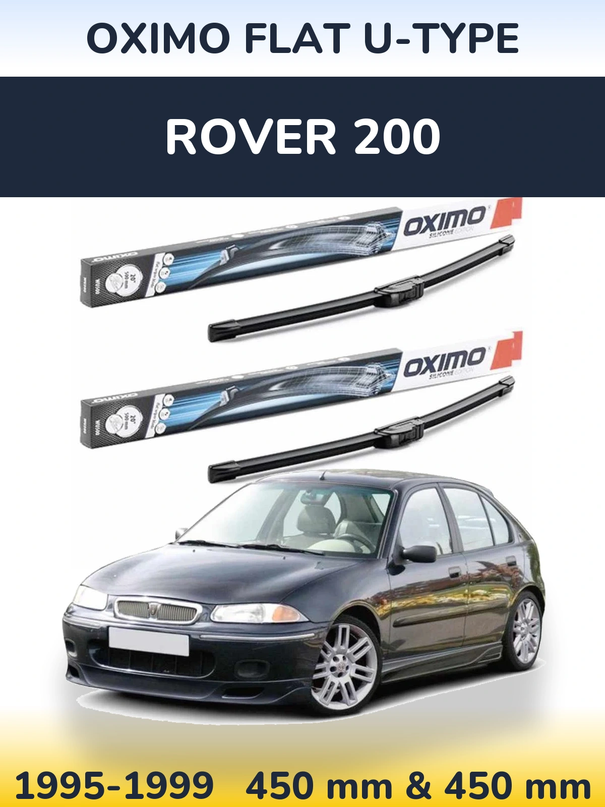 Комплект передних дворников Oximo Flat U-type 450 & 450 мм для Rover 200 1995-1999
