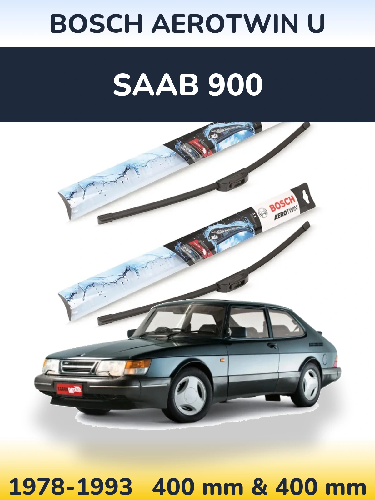 Комплект передних дворников BOSCH AeroTwin U 400 & 400 мм для SAAB 900 1978-1993