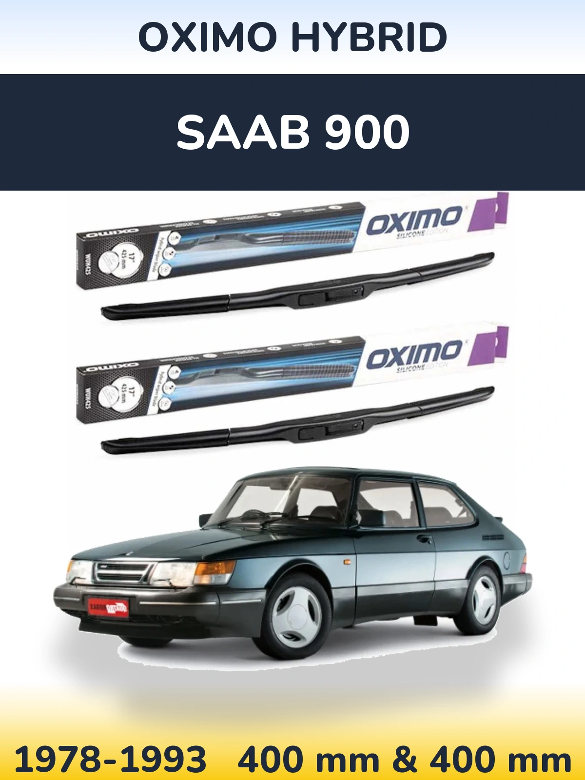 Комплект передних дворников Oximo Hybrid 400 & 400 мм для SAAB 900 1978-1993