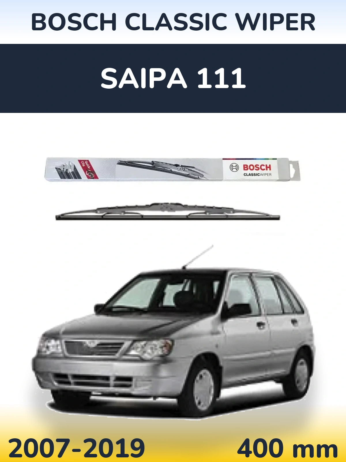 Rear wiper blade BOSCH Classic Wiper 400 mm for Saipa 111 2007-2019