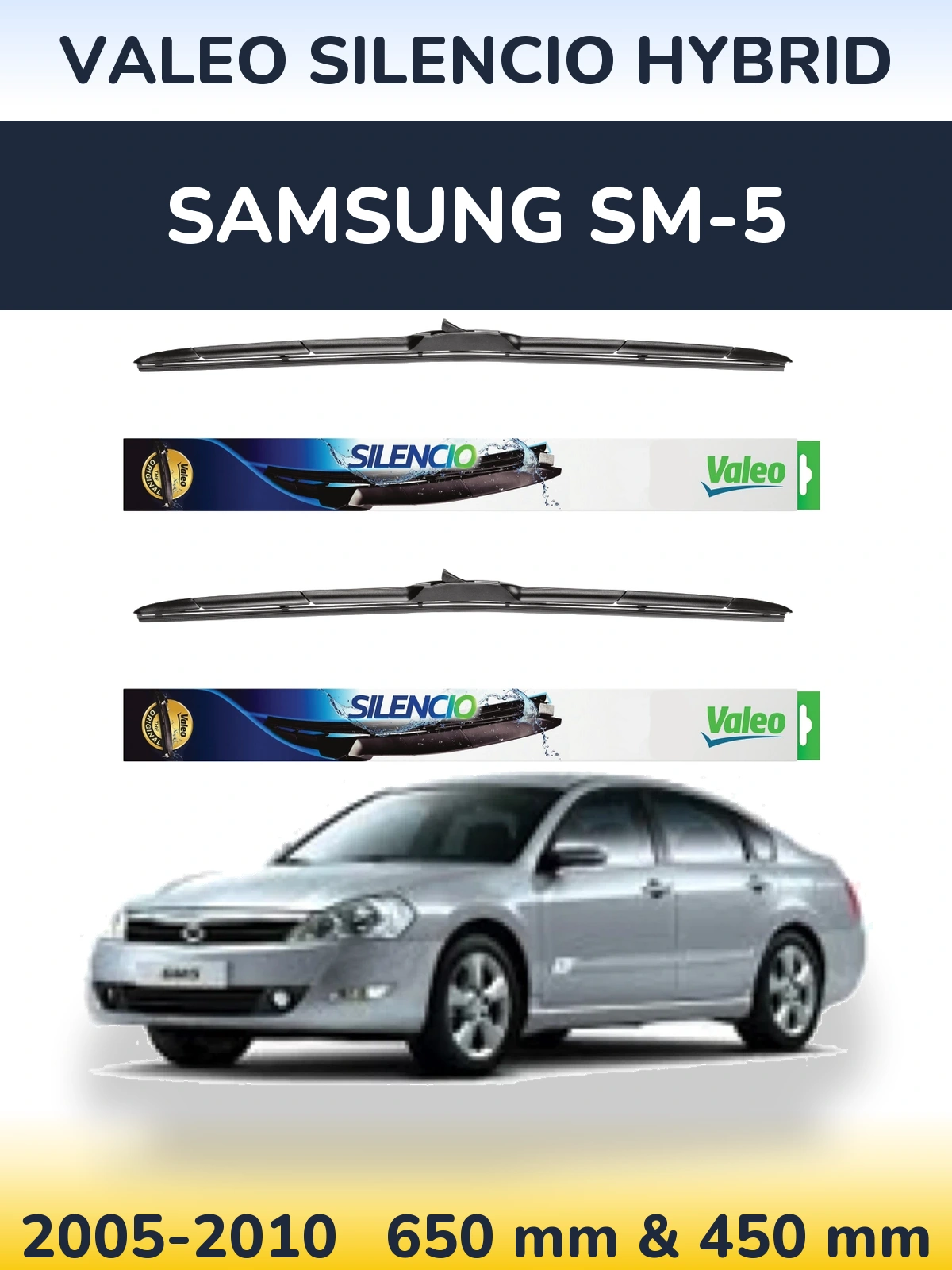 Комплект передних дворников Valeo Silencio Hybrid 650 & 450 мм для Samsung SM-5 2005-2010