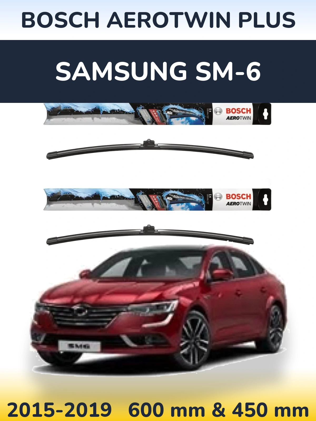Комплект передних дворников BOSCH AeroTwin Plus 600 & 450 мм для Samsung SM-6 2015-2019