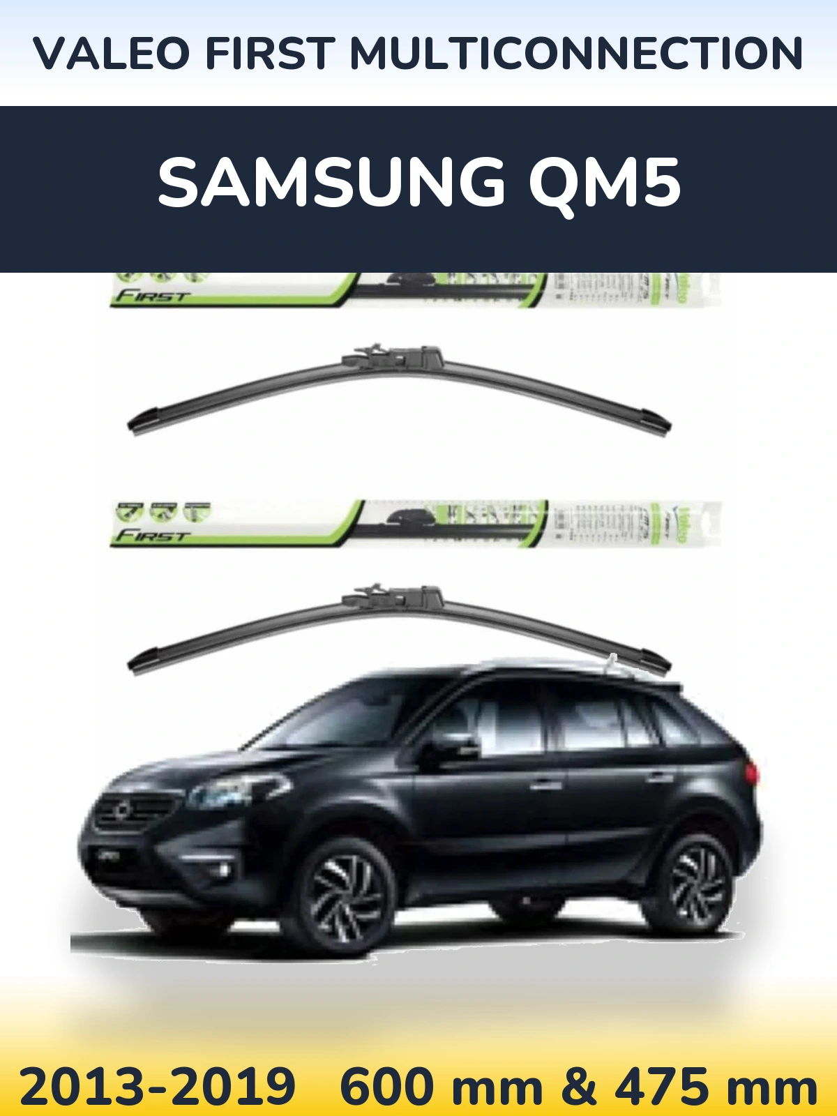 Комплект передних дворников Valeo First MultiConnection 600 & 475 мм для Samsung QM5 2013-2019