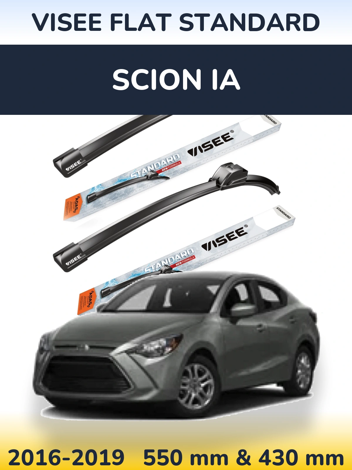 Комплект передніх щіток VISEE FLAT STANDARD 550 & 430 мм для Scion iA 2016-2019