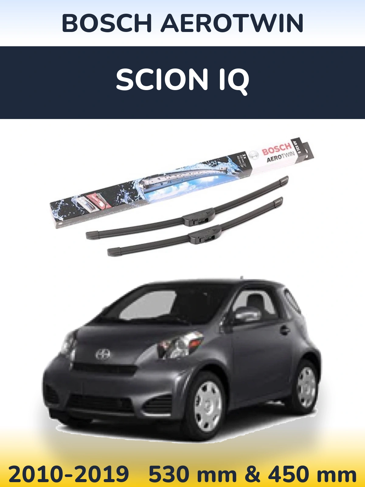 Комплект передніх щіток BOSCH AeroTwin 530 & 450 мм для Scion iQ 2010-2019