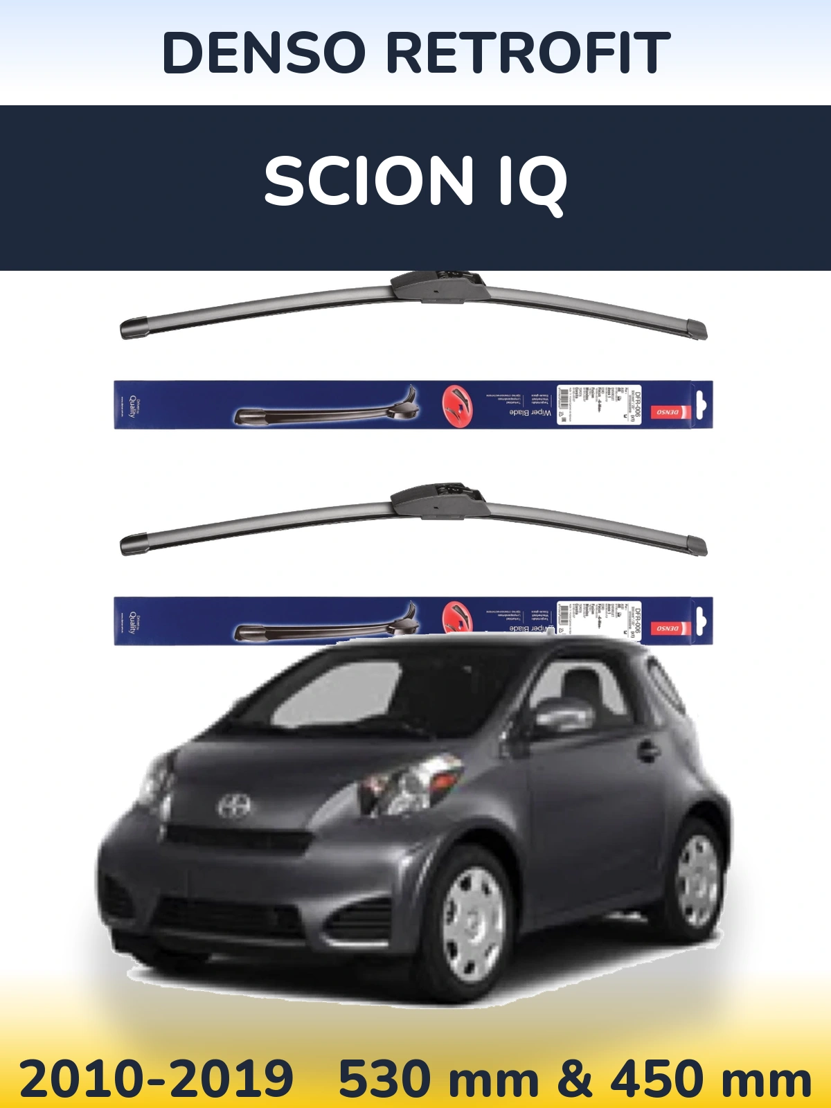 Комплект передних дворников Denso Retrofit 530 & 450 мм для Scion iQ 2010-2019