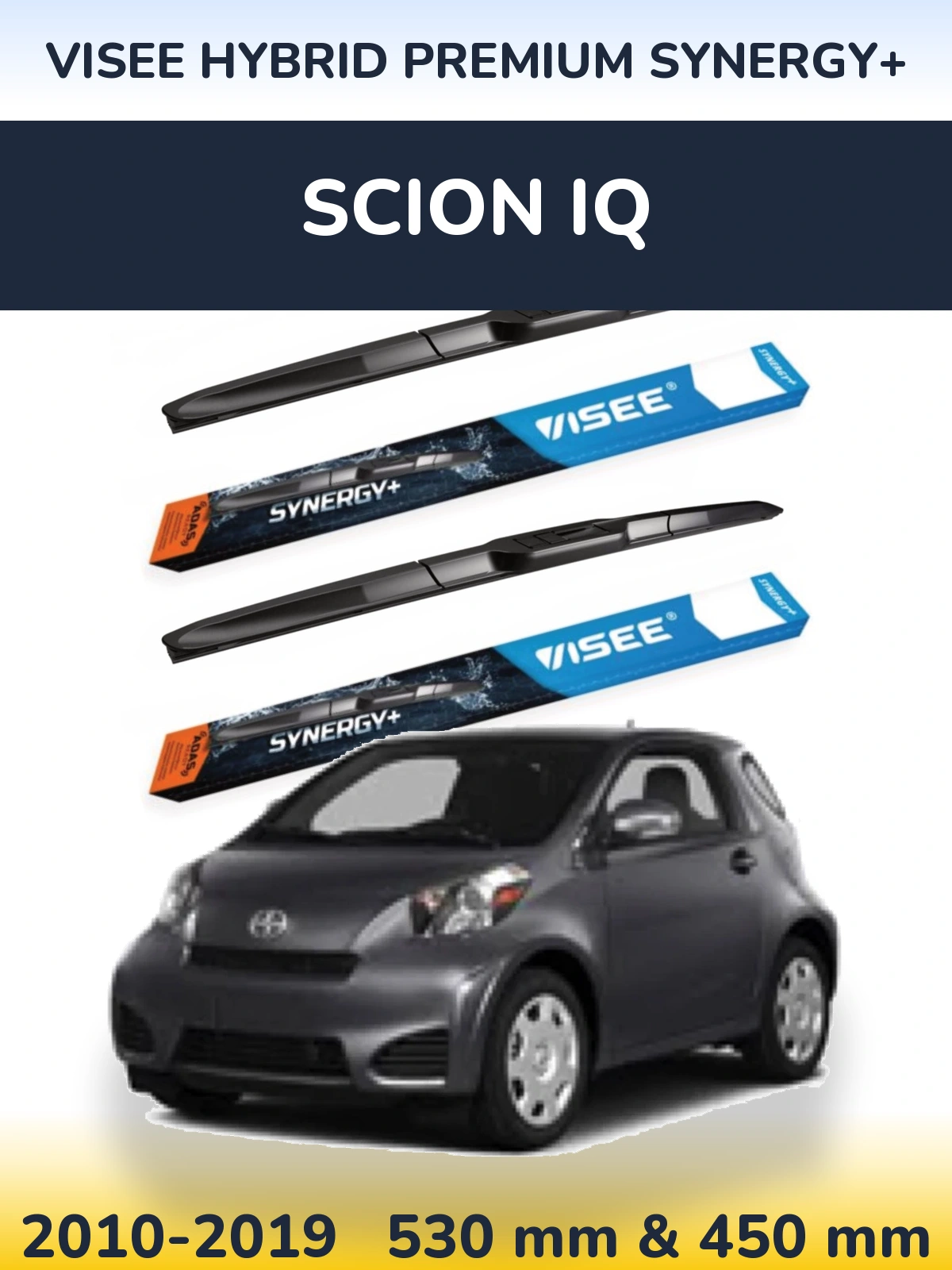 Комплект передних дворников VISEE HYBRID PREMIUM SYNERGY+ 530 & 450 мм для Scion iQ 2010-2019