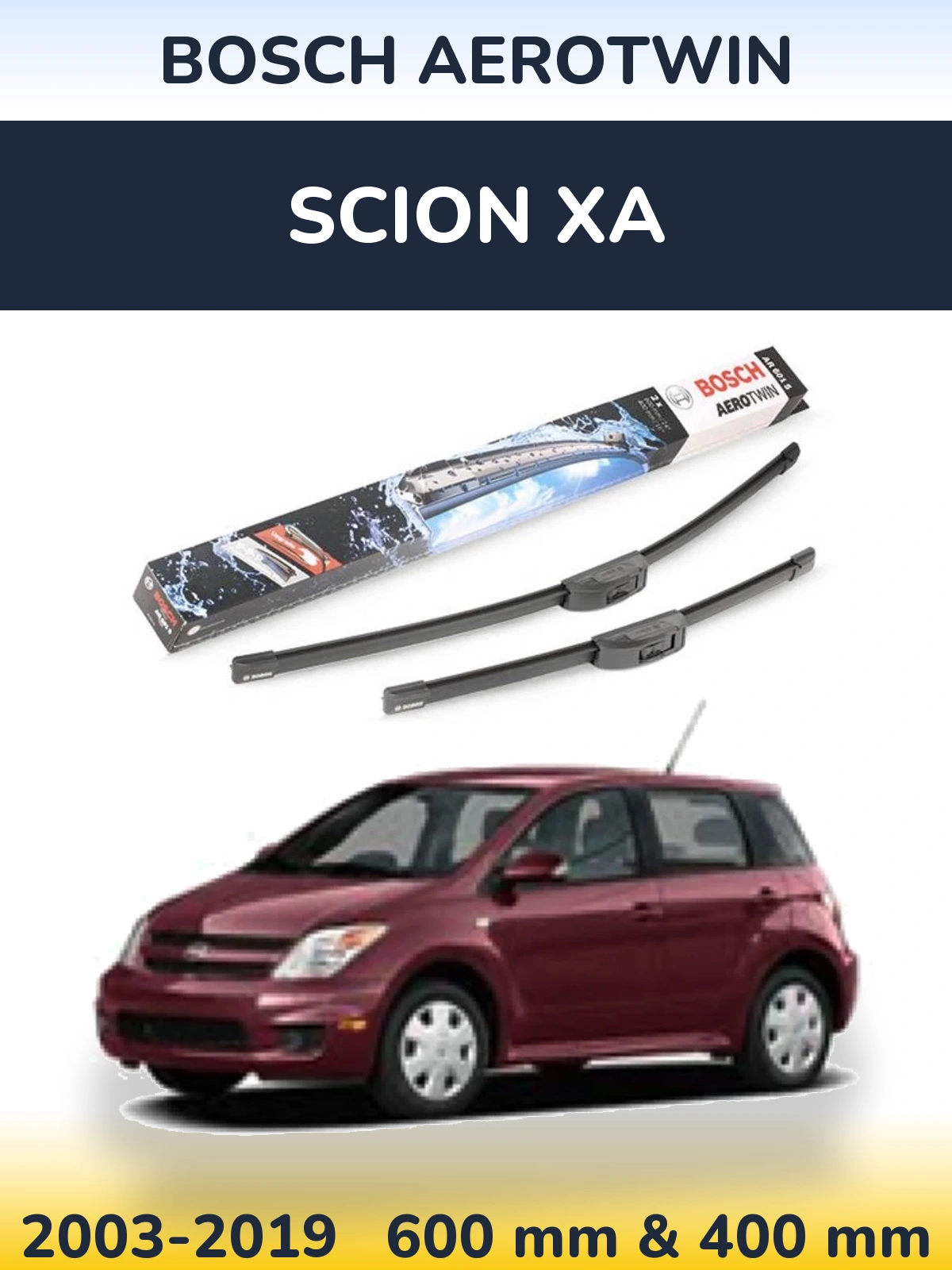 Комплект передніх щіток BOSCH AeroTwin 600 & 400 мм для Scion xA 2003-2019