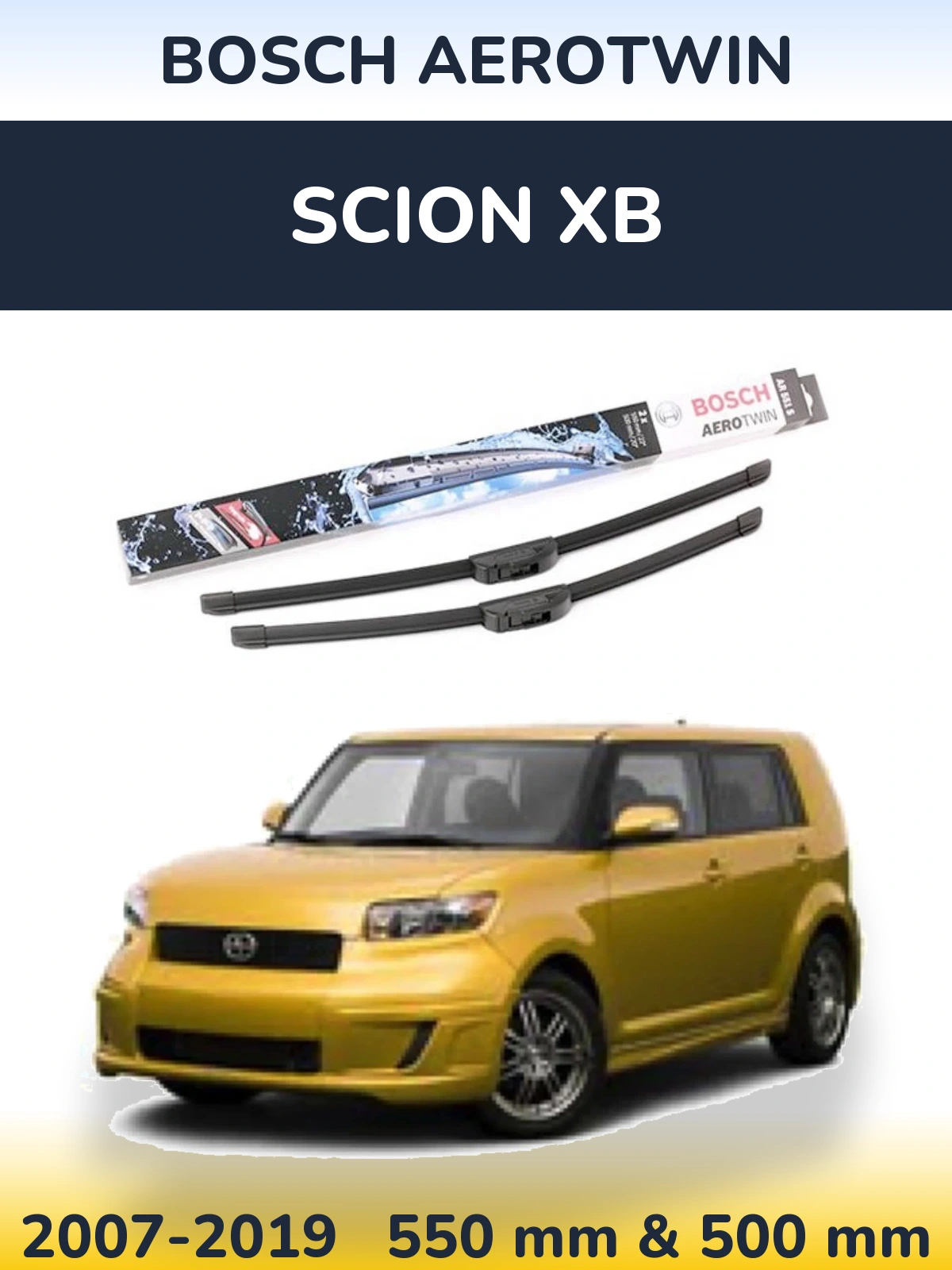 Front wiper blade set BOSCH AeroTwin 550 & 500 mm for Scion xB 2007-2019
