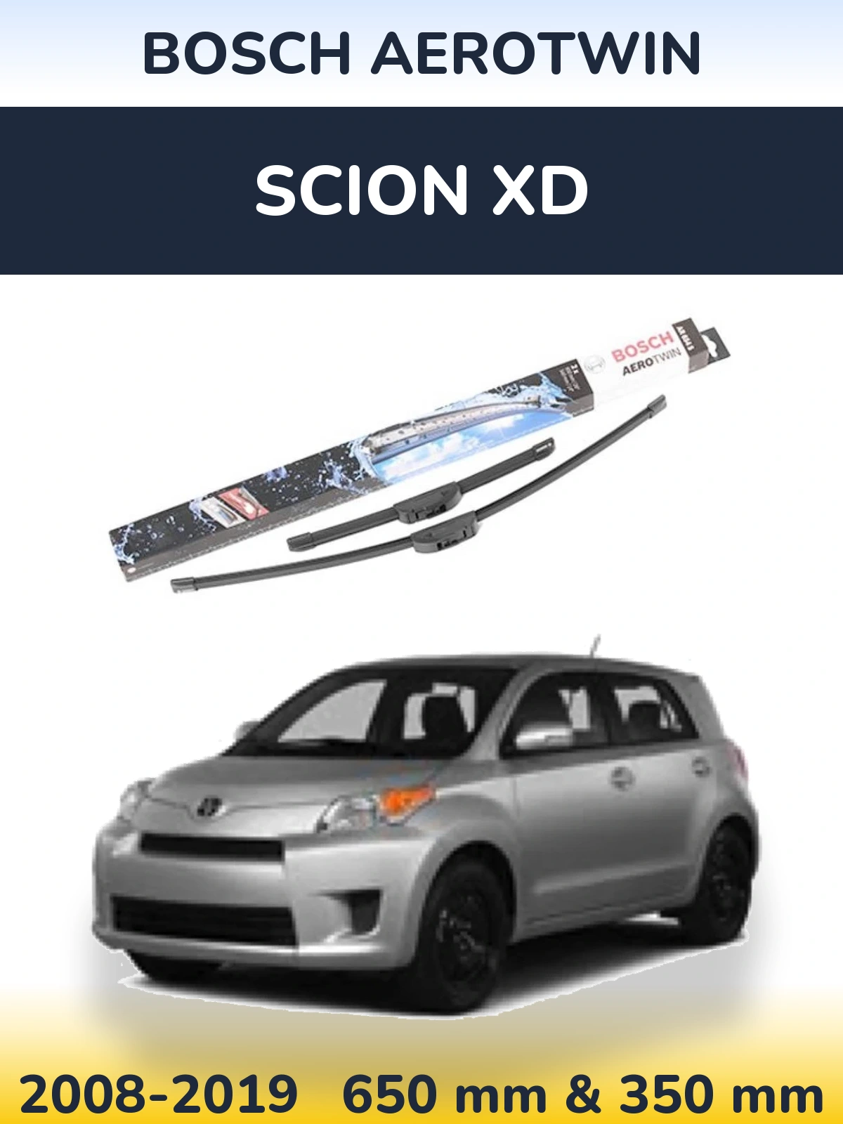 Комплект передніх щіток BOSCH AeroTwin 650 & 350 мм для Scion xD 2008-2019