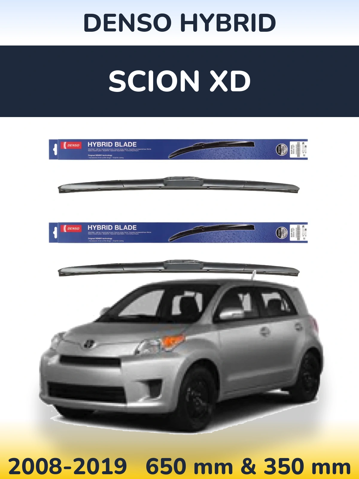 Комплект передніх щіток Denso Hybrid 650 & 350 мм для Scion xD 2008-2019