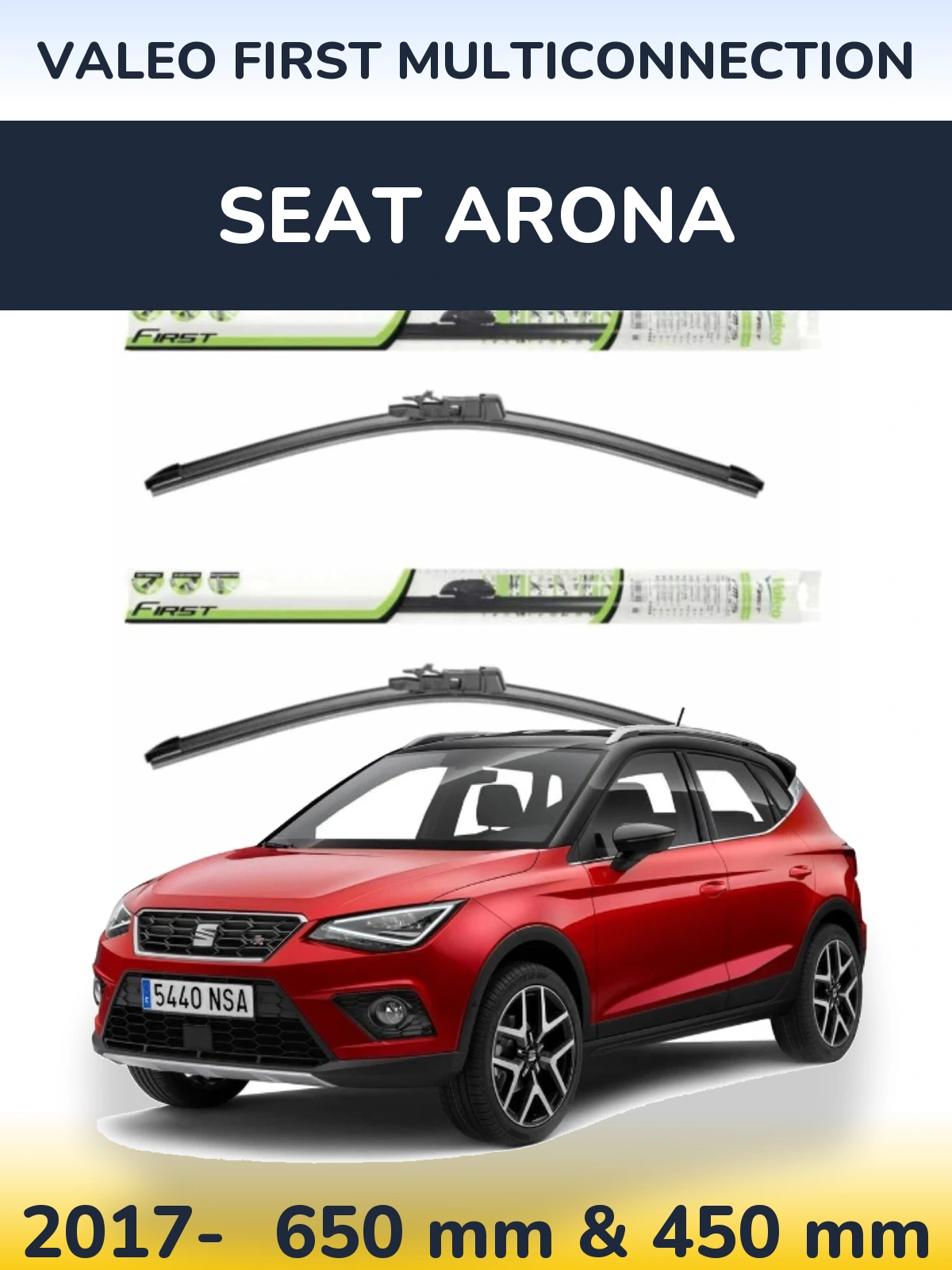 Комплект передних дворников Valeo First MultiConnection 650 & 450 мм для SEAT Arona 2017-2026