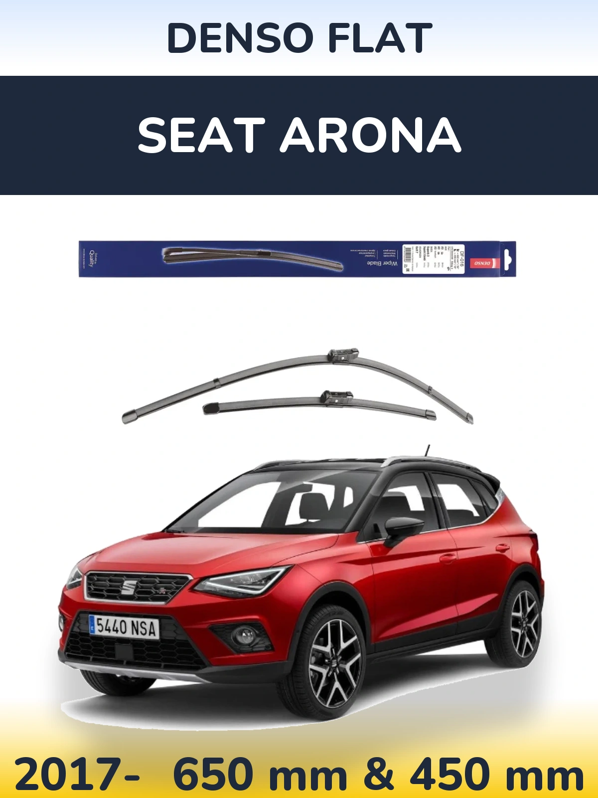 Комплект передних дворников Denso Flat 650 & 450 мм для SEAT Arona 2017-2026